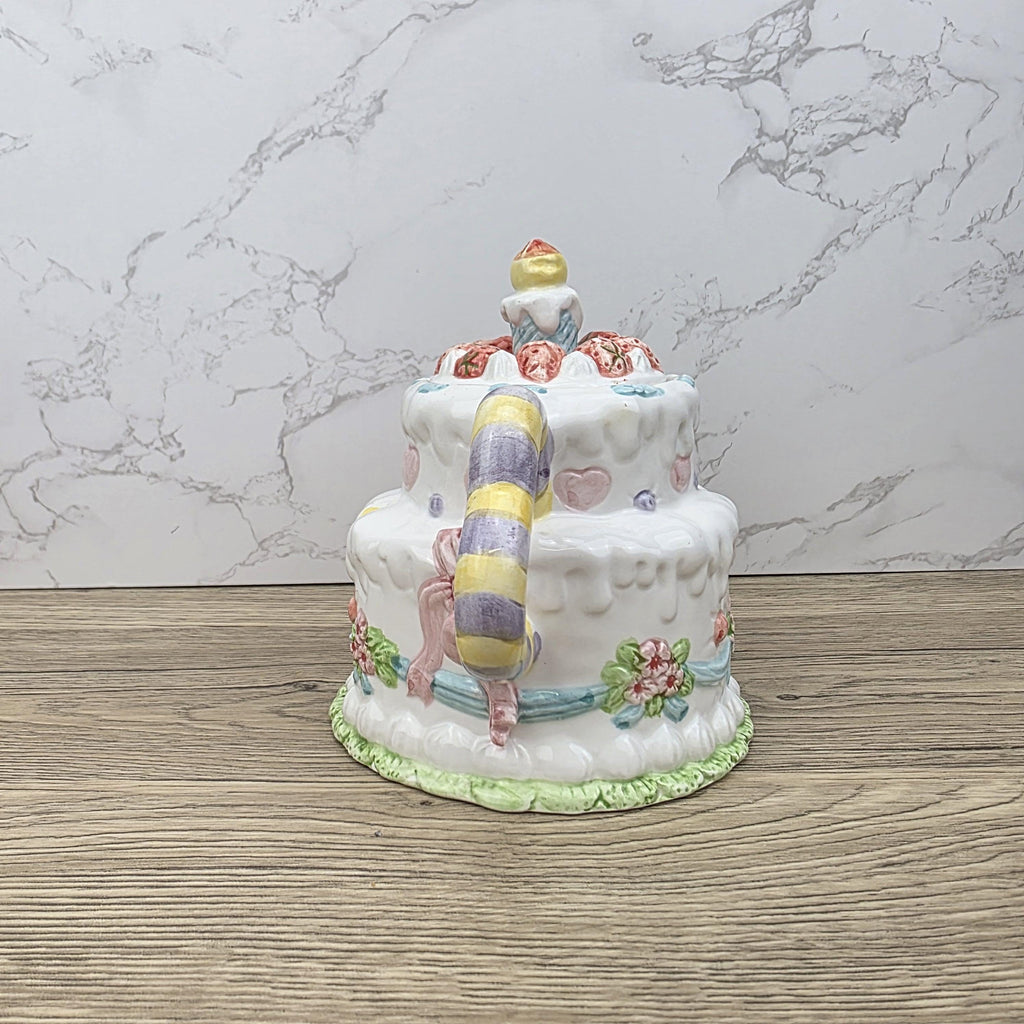 Leonardo Celebration Dessert Pot | Hand-Painted Pastel Ceramic Collectible | Whimsical Vintage Display Piece