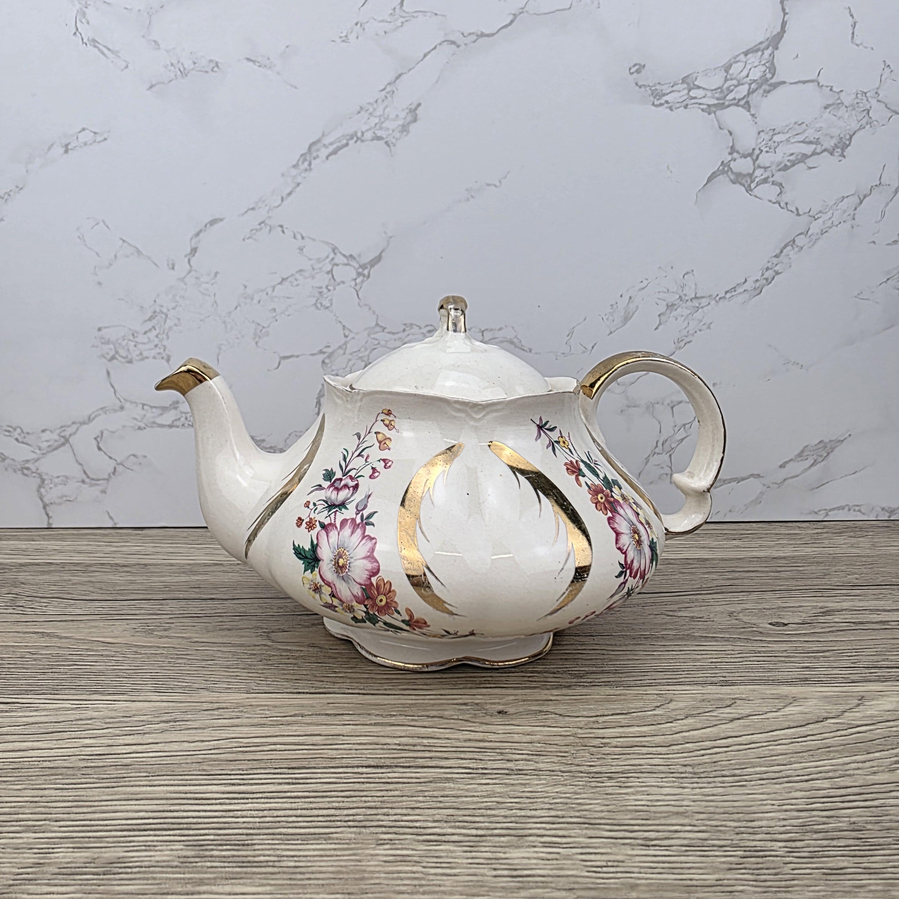 Windsor England Bone China Teapot Floral Gold Detailing | Vintage English Porcelain | Collectible Cottagecore Decor