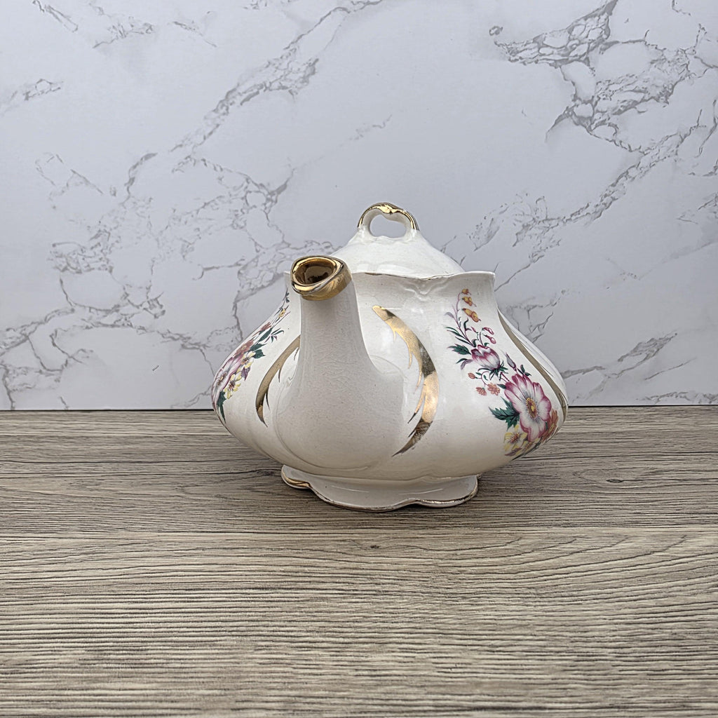 Windsor England Bone China Teapot Floral Gold Detailing | Vintage English Porcelain | Collectible Cottagecore Decor