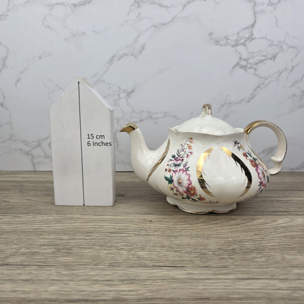 Windsor England Bone China Teapot Floral Gold Detailing | Vintage English Porcelain | Collectible Cottagecore Decor