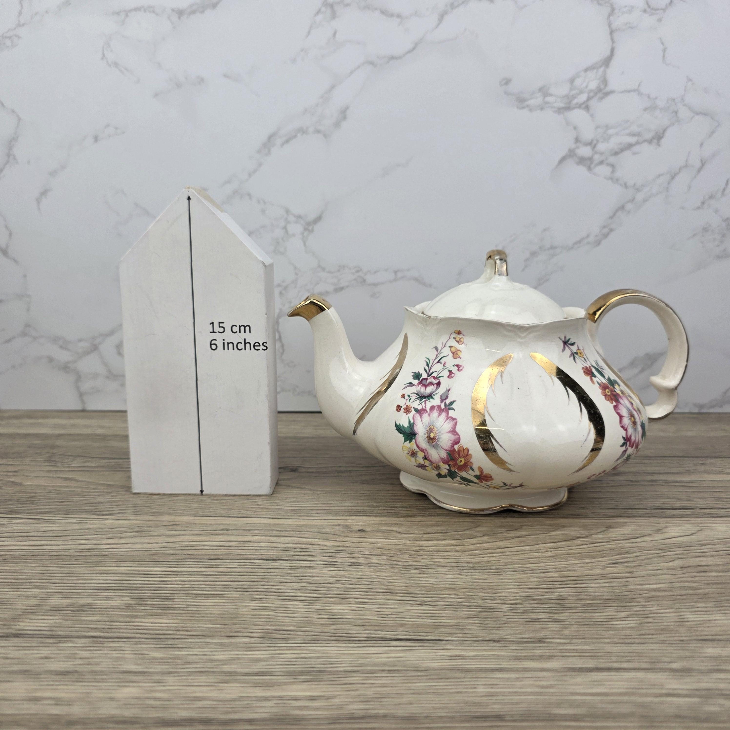Windsor England Bone China Teapot Floral Gold Detailing | Vintage English Porcelain | Collectible Cottagecore Decor