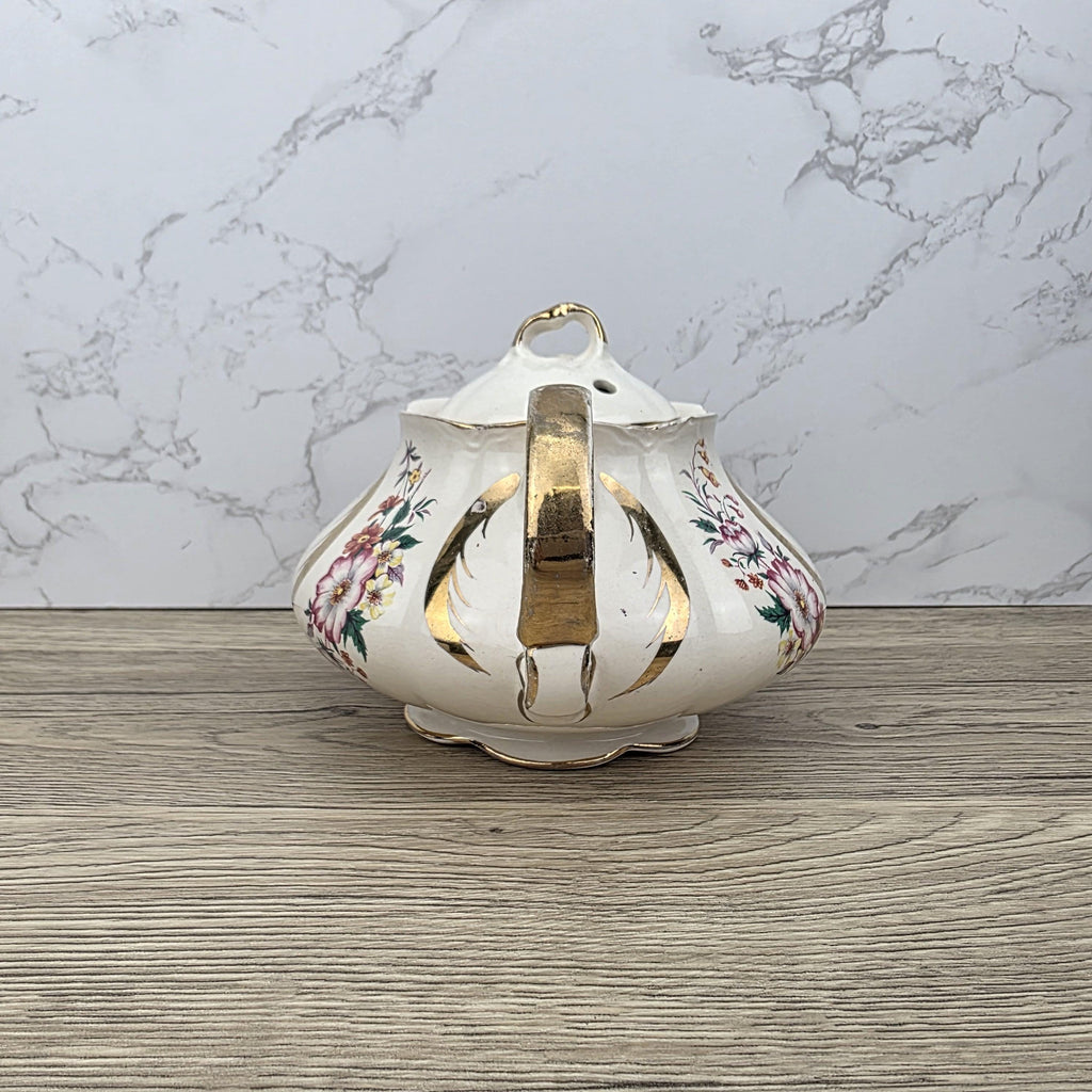 Windsor England Bone China Teapot Floral Gold Detailing | Vintage English Porcelain | Collectible Cottagecore Decor
