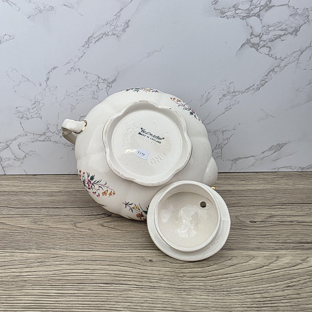 Windsor England Bone China Teapot Floral Gold Detailing | Vintage English Porcelain | Collectible Cottagecore Decor