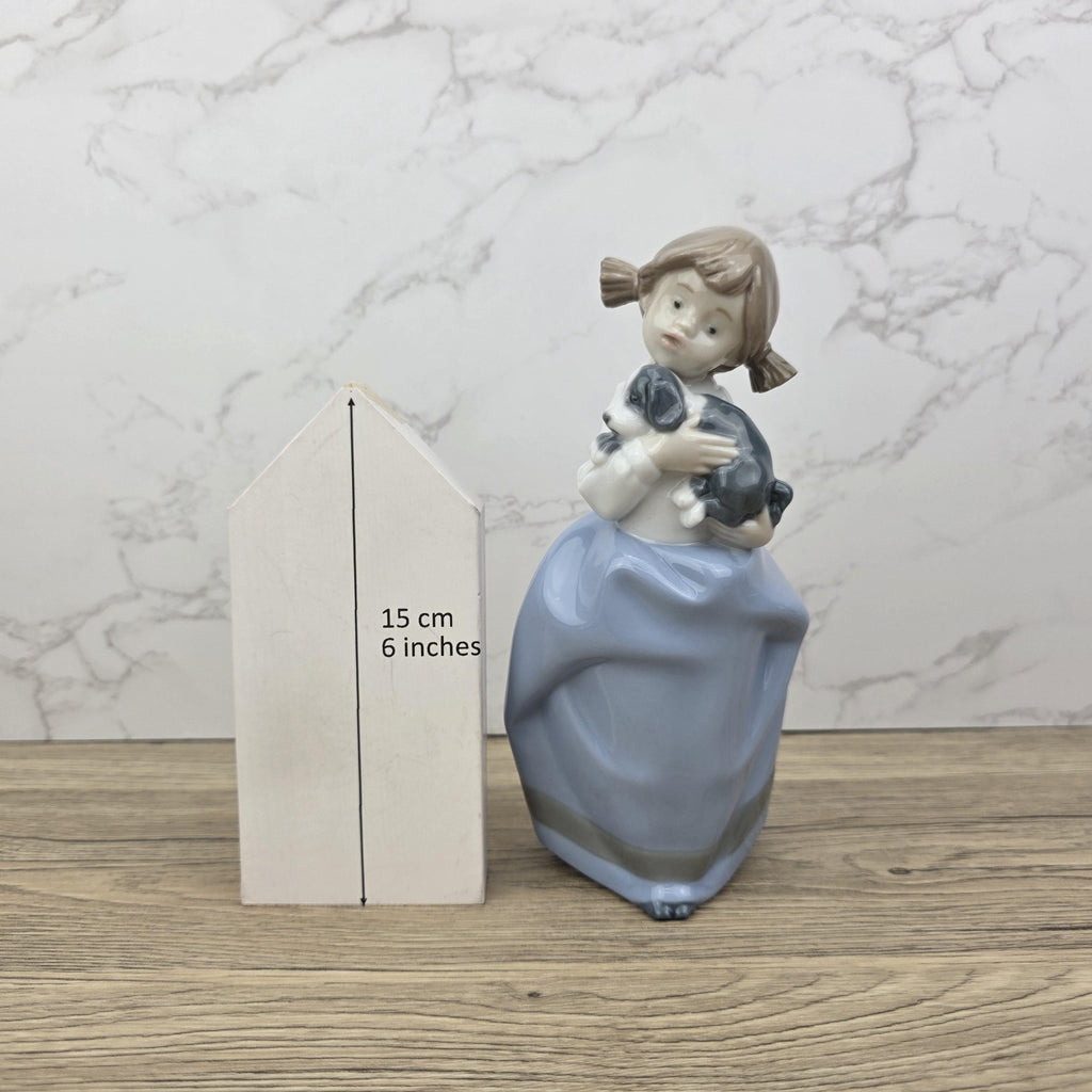 Nao by Lladro Girl with Puppy Figurine, Spanish Porcelain Collectible