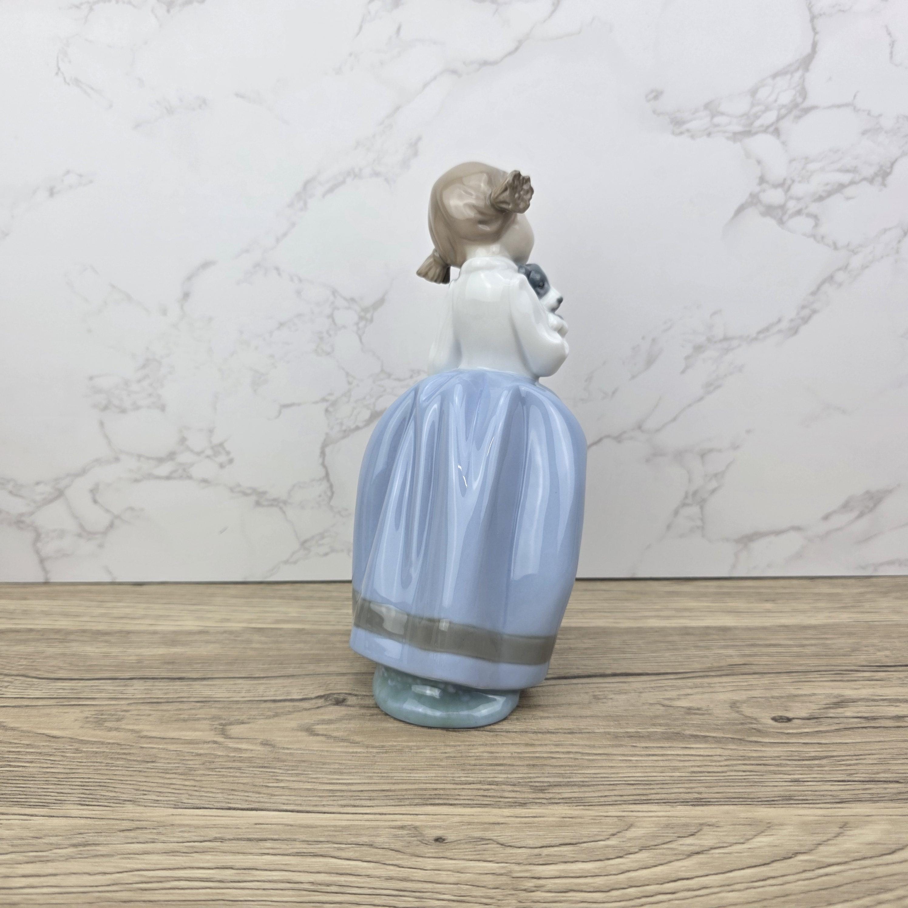 Nao by Lladro Girl with Puppy Figurine, Spanish Porcelain Collectible