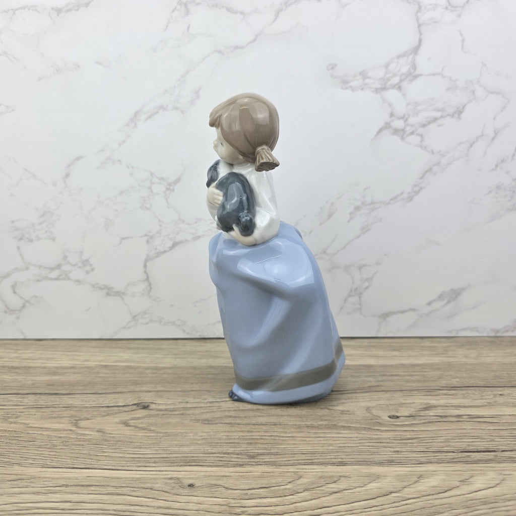 Nao by Lladro Girl with Puppy Figurine, Spanish Porcelain Collectible