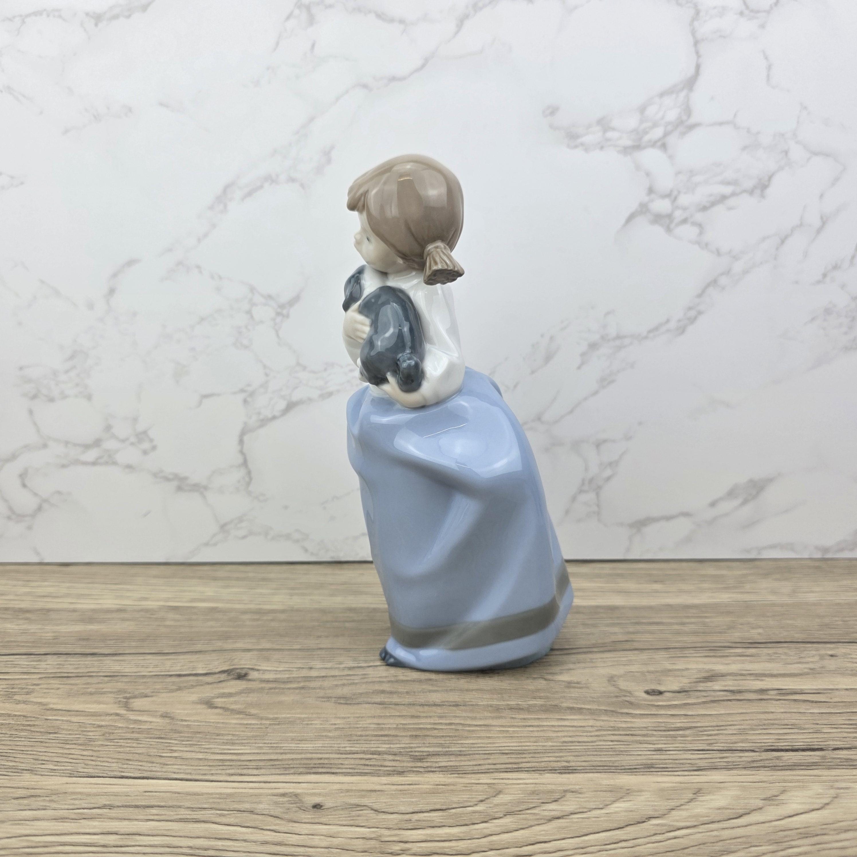 Nao by Lladro Girl with Puppy Figurine, Spanish Porcelain Collectible