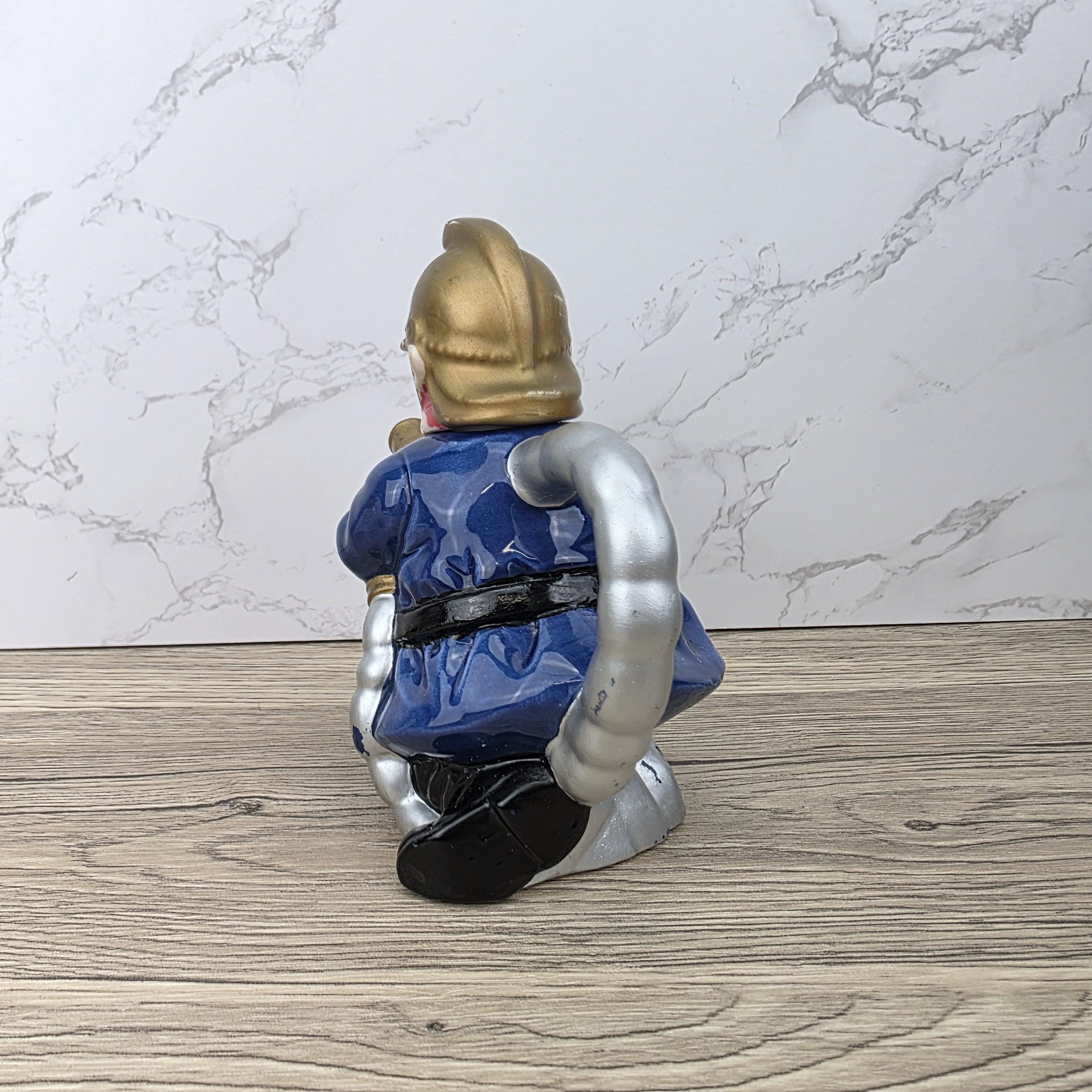 Vintage Leonardo Fireman Figurine with Hose | Decorative Ceramic Teapot Style Ornament | Collectible Sculpture