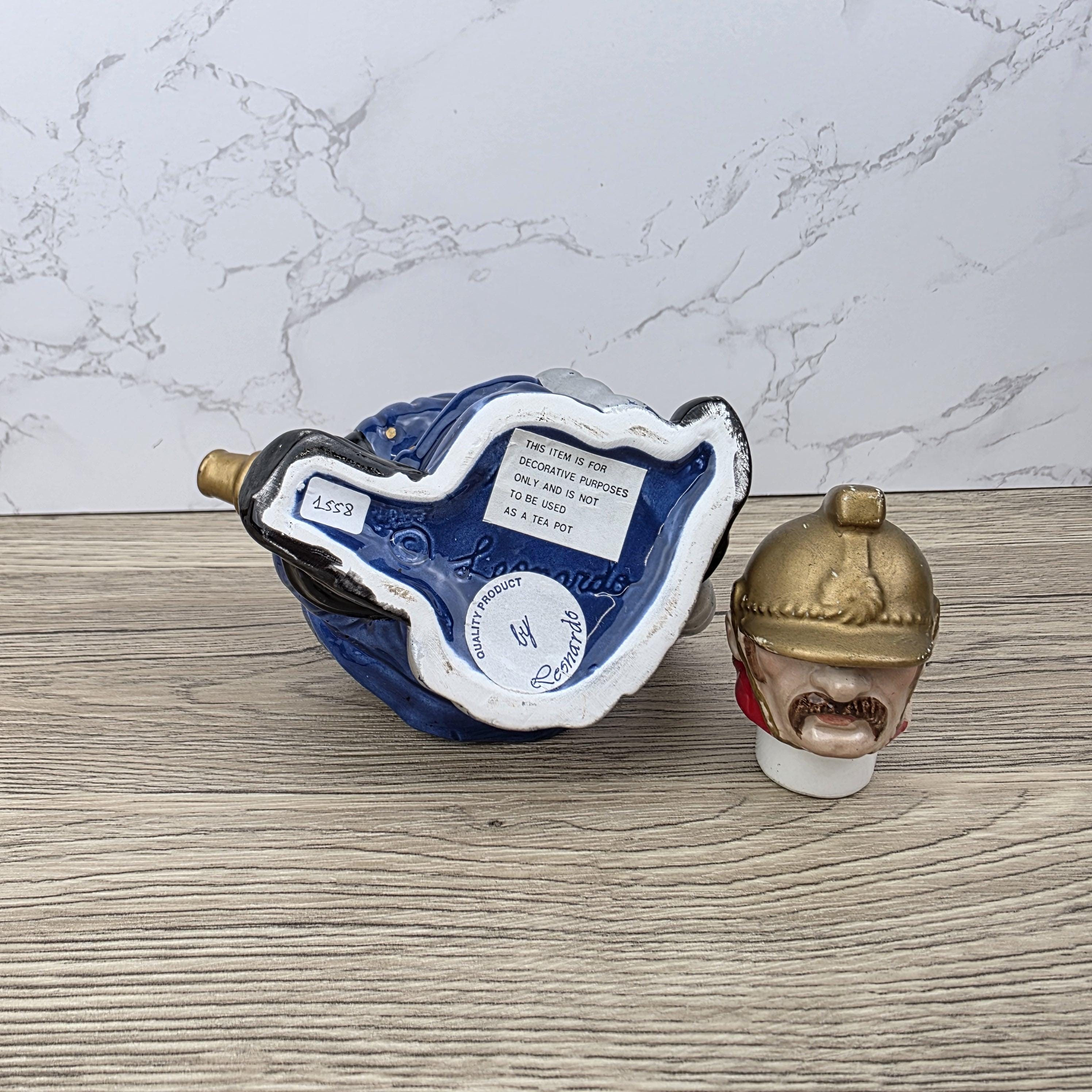 Vintage Leonardo Fireman Figurine with Hose | Decorative Ceramic Teapot Style Ornament | Collectible Sculpture