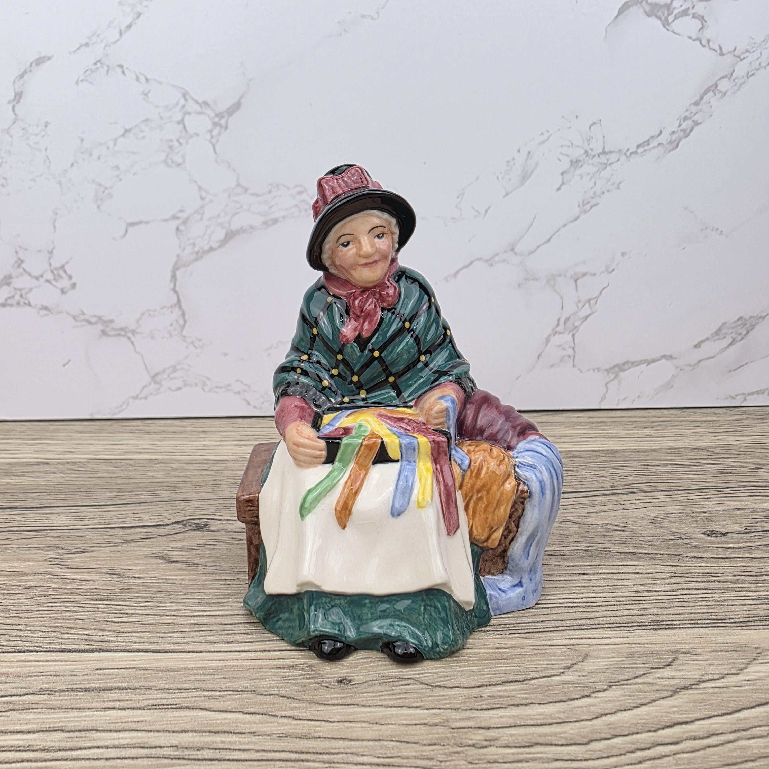 Royal Doulton Silks & Ribbons Figurine HN4288 | Miniature Street Vendors 1999 | Bone China Collectible