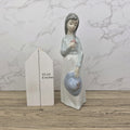 Girl Holding Hat Porcelain Figurine Vintage Collectible Sculpture by NAO Lladro Spain Gloss Finish