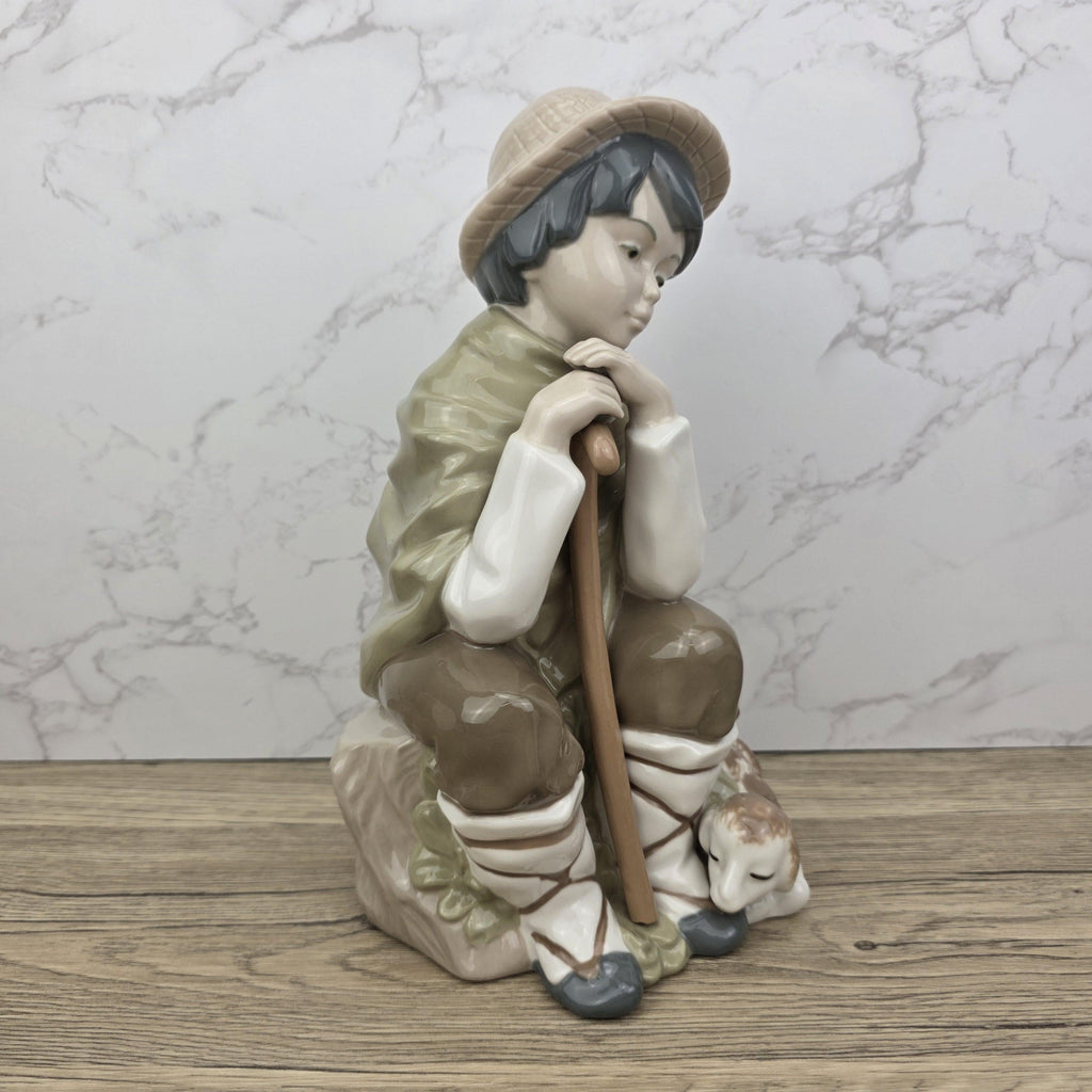 Nadal Porcelain Shepherd Boy Lamb Figurine | Handcrafted Spanish Ceramic Figure | Vintage Collectible | Pastoral Sculpture