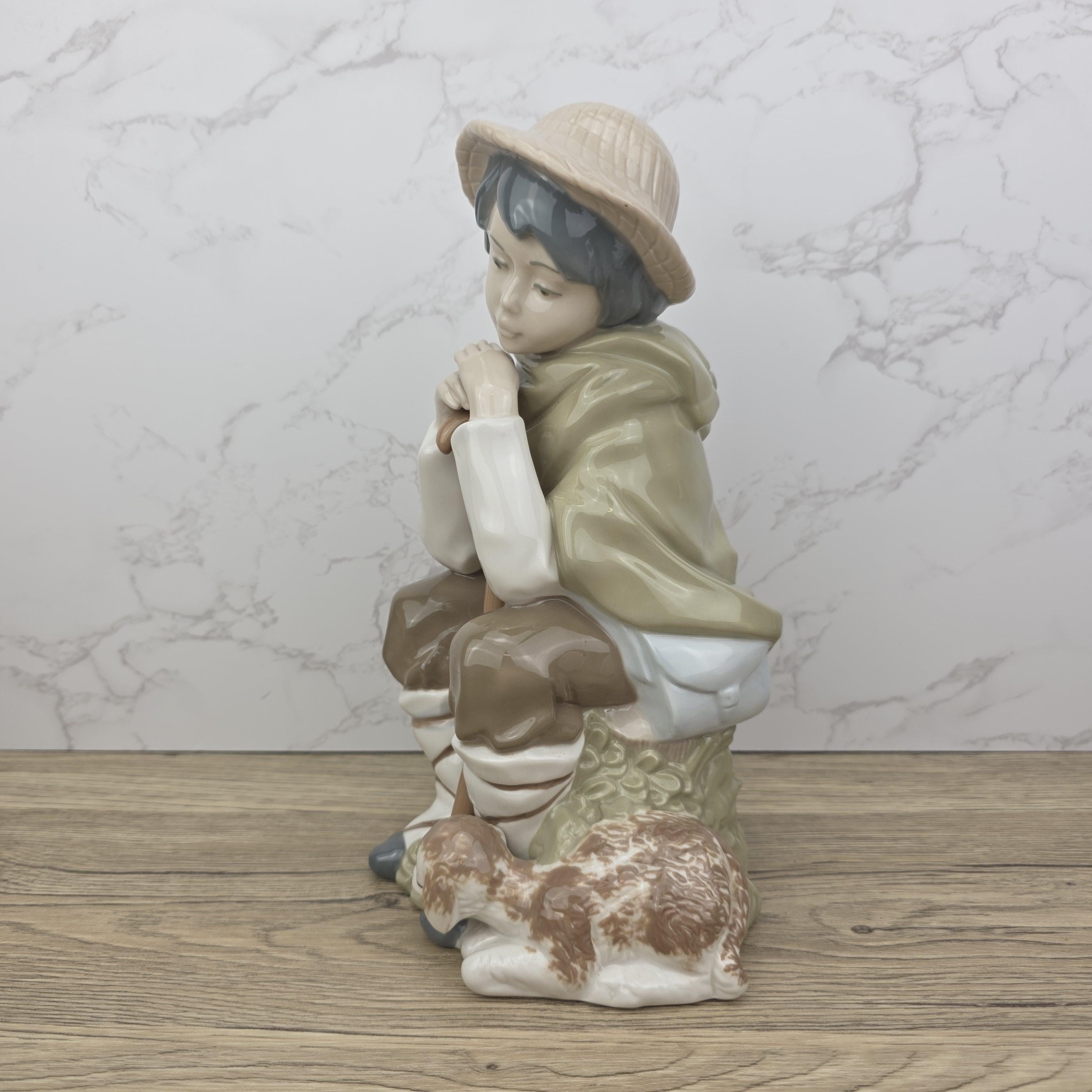 Nadal Porcelain Shepherd Boy Lamb Figurine | Handcrafted Spanish Ceramic Figure | Vintage Collectible | Pastoral Sculpture