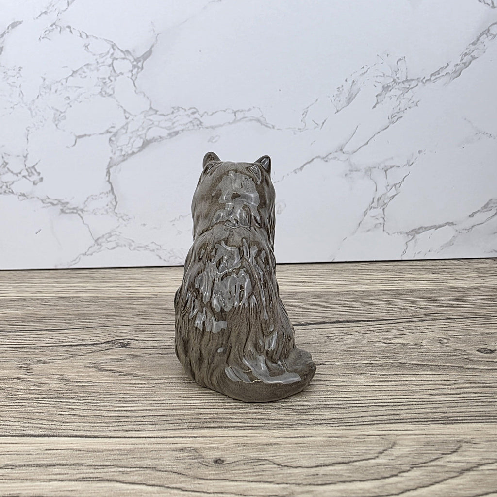 Royal Doulton Persian Cat Figurine | HN2584 Fluffy Grey Cat with White Paw | Vintage English Collectible