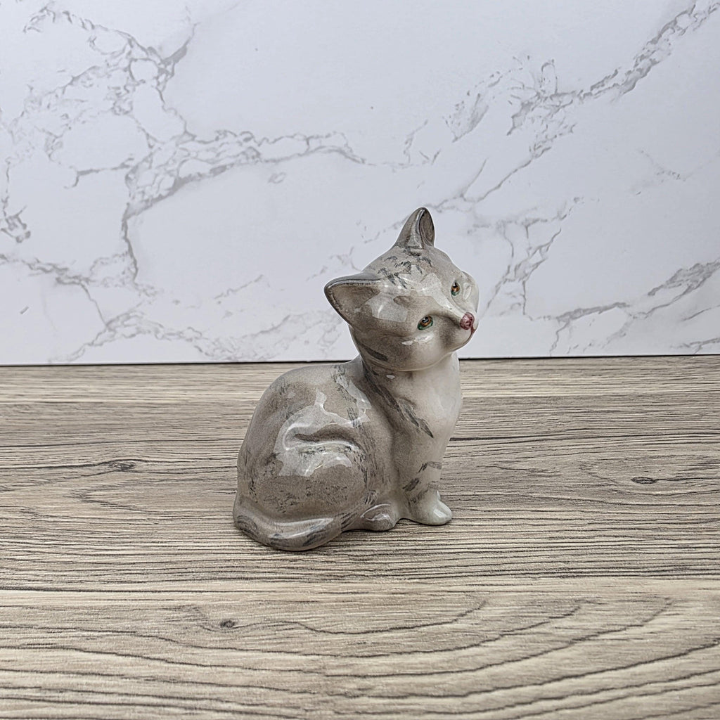 Royal Doulton Tabby Cat Figurine | HN2544 Grey Striped Cat | Vintage English Bone China Collectible