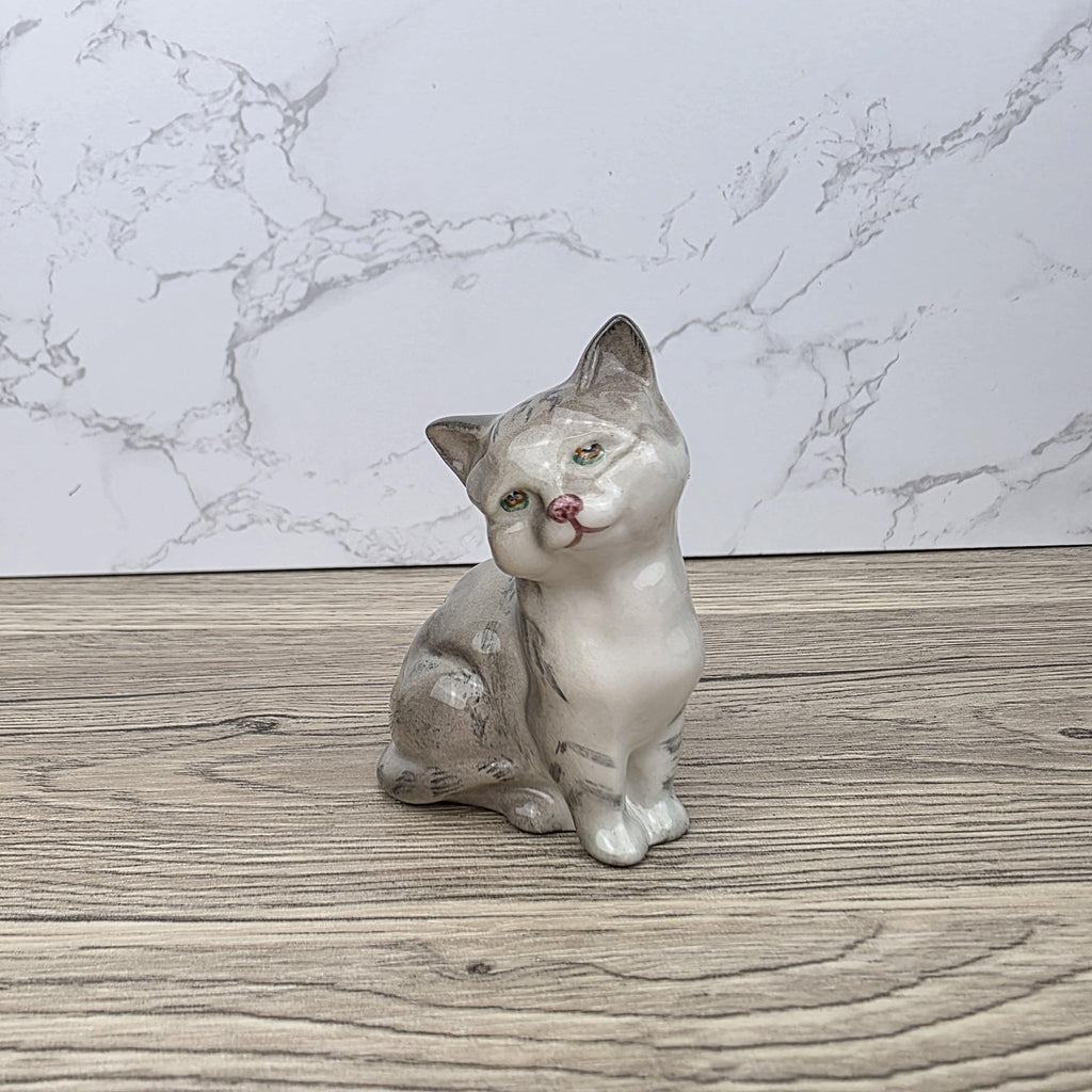 Royal Doulton Tabby Cat Figurine | HN2544 Grey Striped Cat | Vintage English Bone China Collectible