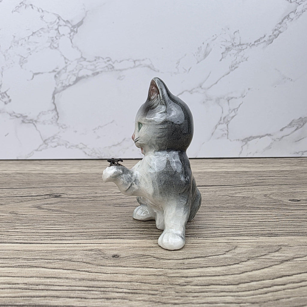 Goebel Hummel Playful Cat with Beetle” Figurine | W.Germany Porcelain Vintage Collectible Tabby Kitten