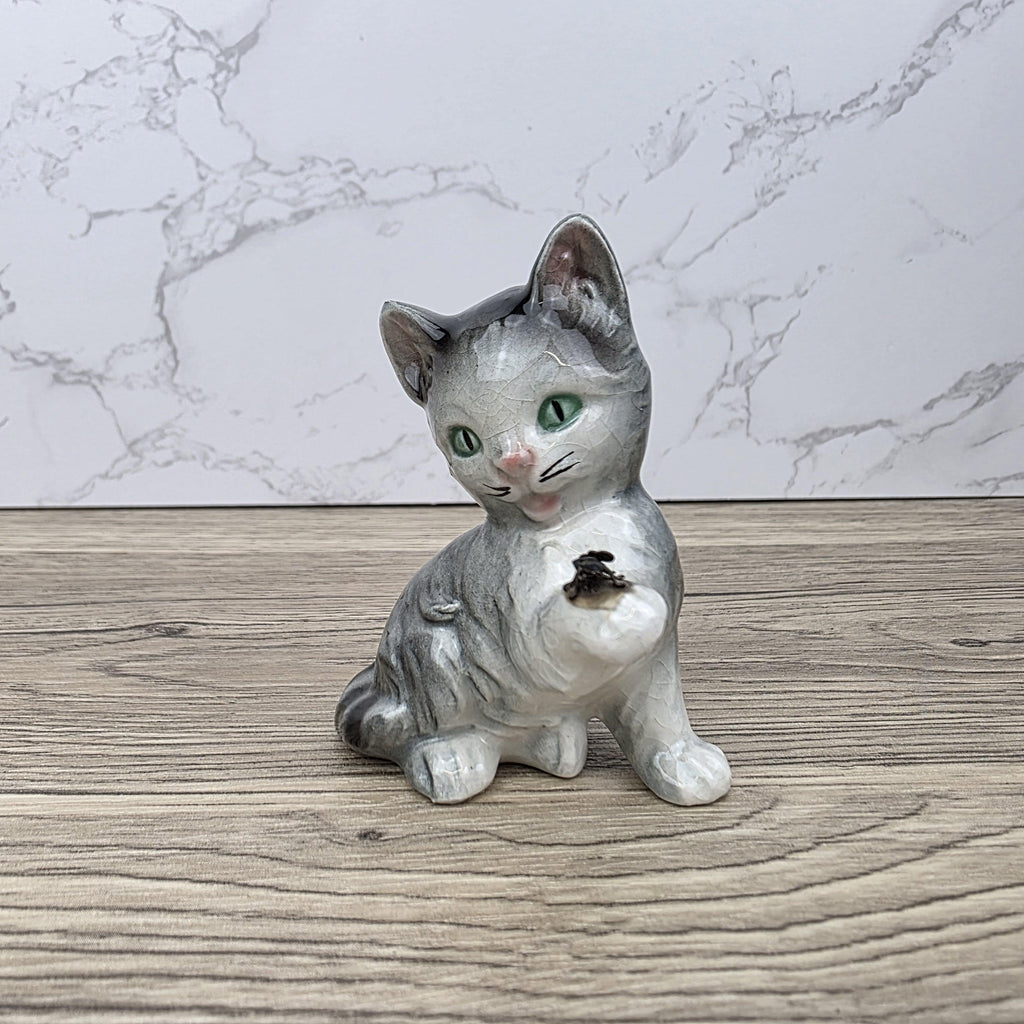 Goebel Hummel Playful Cat with Beetle” Figurine | W.Germany Porcelain Vintage Collectible Tabby Kitten