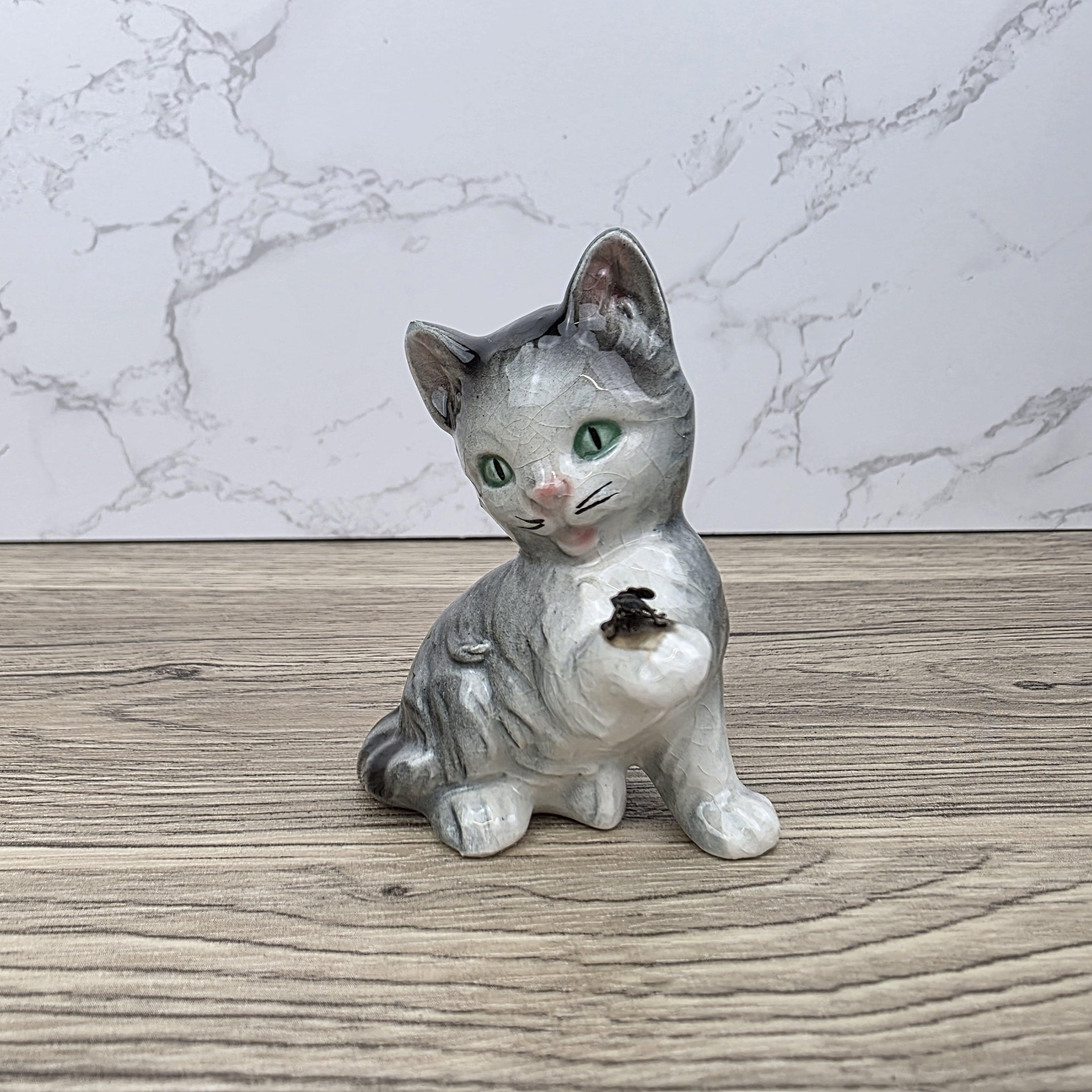 Goebel Hummel Playful Cat with Beetle” Figurine | W.Germany Porcelain Vintage Collectible Tabby Kitten