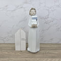 NAO by Lladro “The Little Scholar” Vintage Porcelain Figurine | Boy Holding Books | Handcrafted Glazed Porcelain