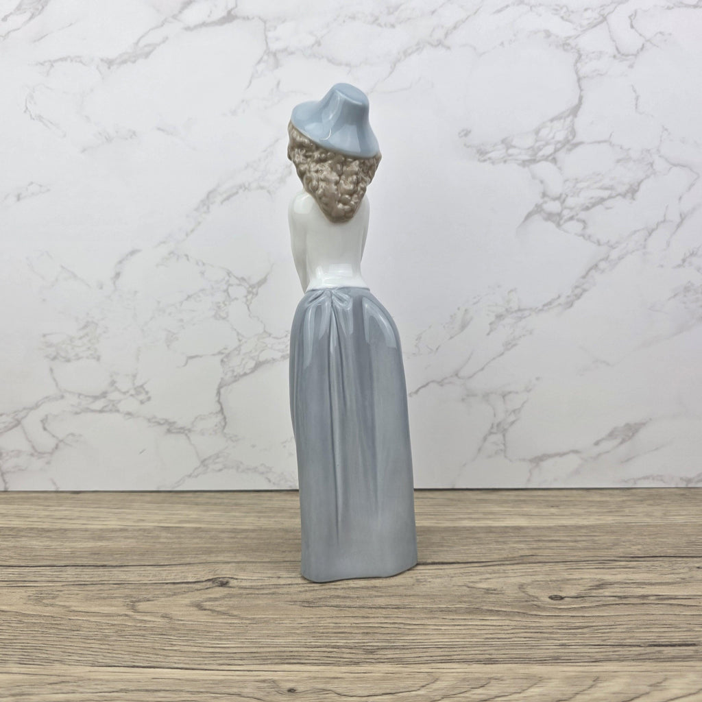 Collectible Vintage NAO by Lladro “Girl with Hat” Porcelain Figurine | Spain 1980s | Handcrafted Glazed