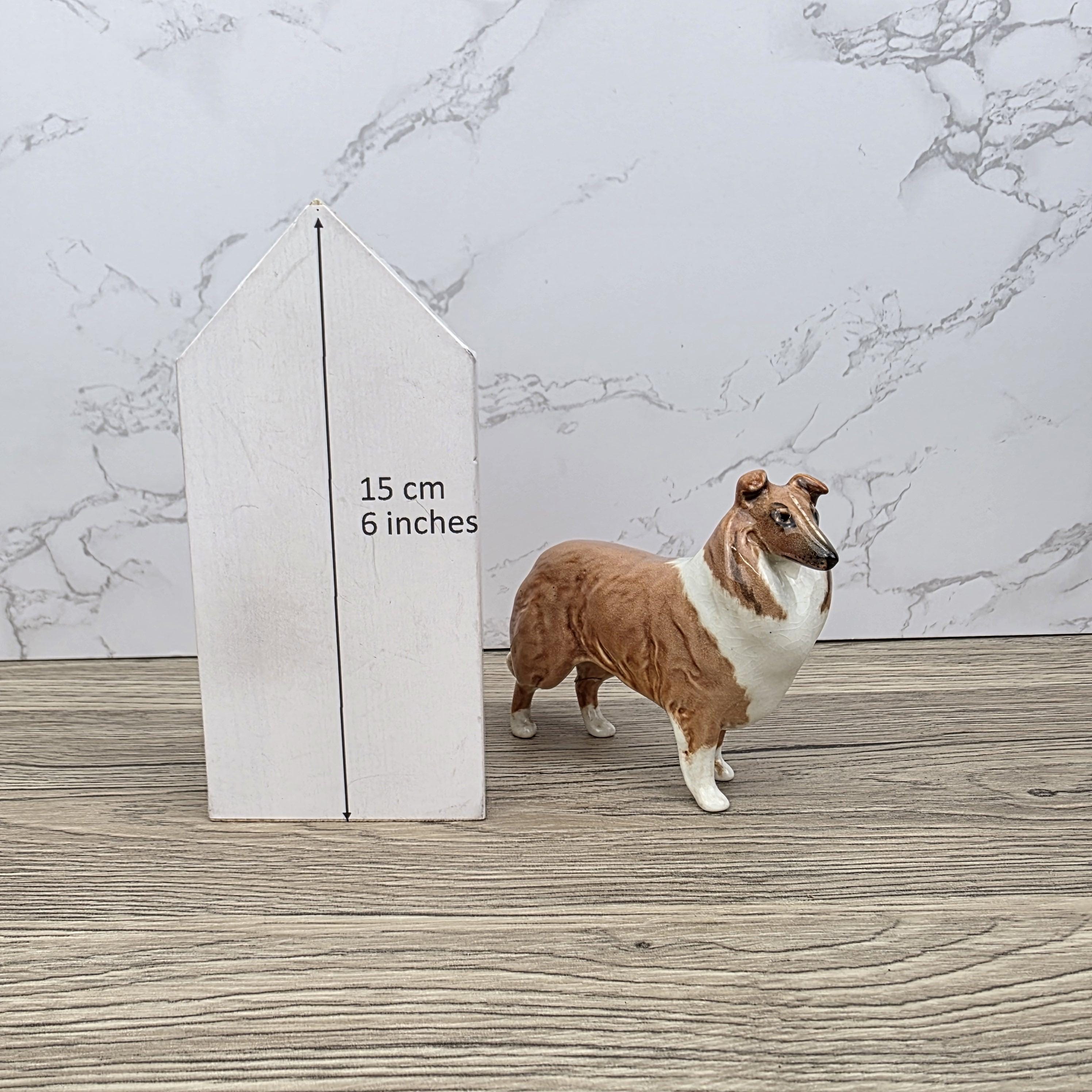 Vintage Collie Dog Figurine by Beswick England | Hand Painted Ceramic | Restored Back Leg