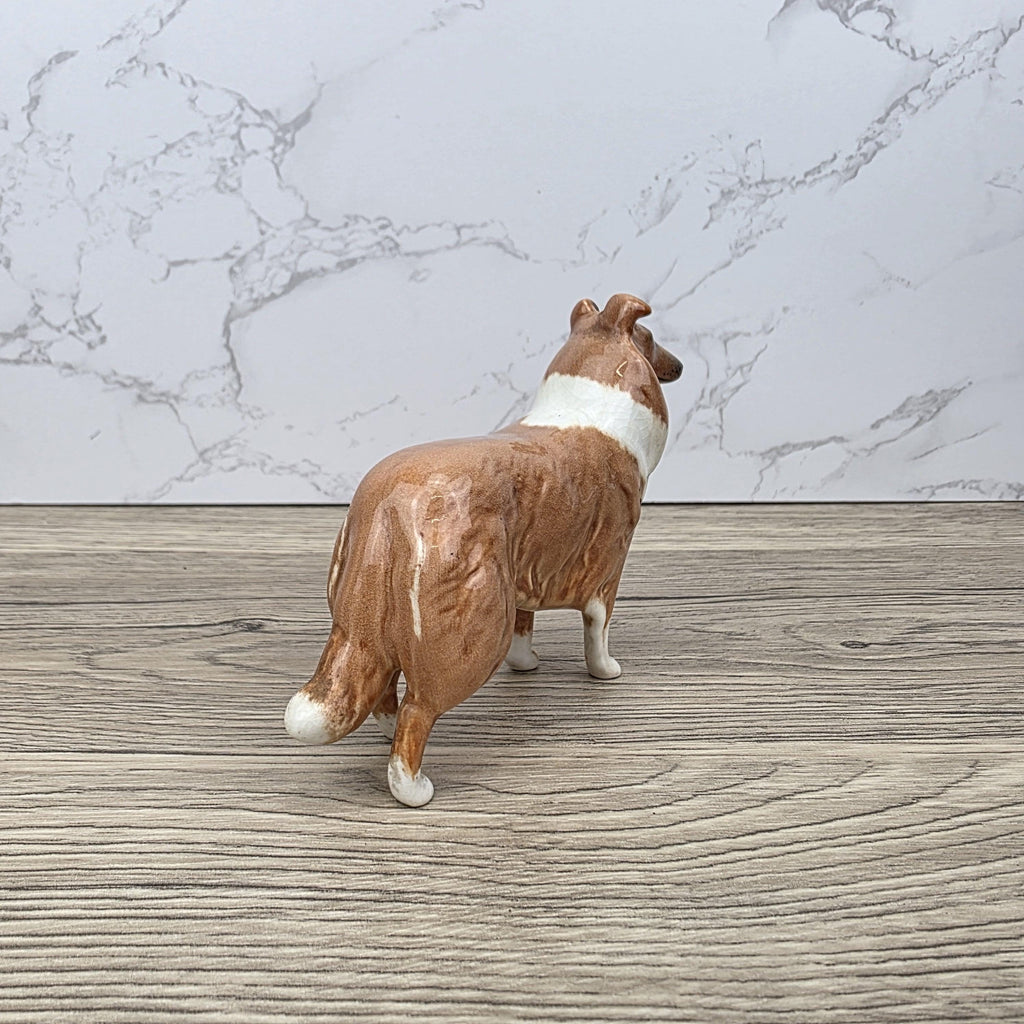 Vintage Collie Dog Figurine by Beswick England | Hand Painted Ceramic | Restored Back Leg