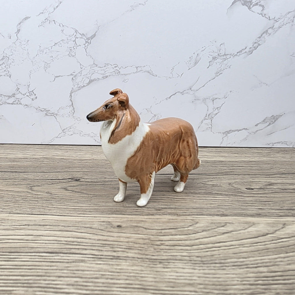 Vintage Collie Dog Figurine by Beswick England | Hand Painted Ceramic | Restored Back Leg