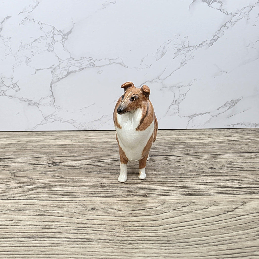 Vintage Collie Dog Figurine by Beswick England | Hand Painted Ceramic | Restored Back Leg