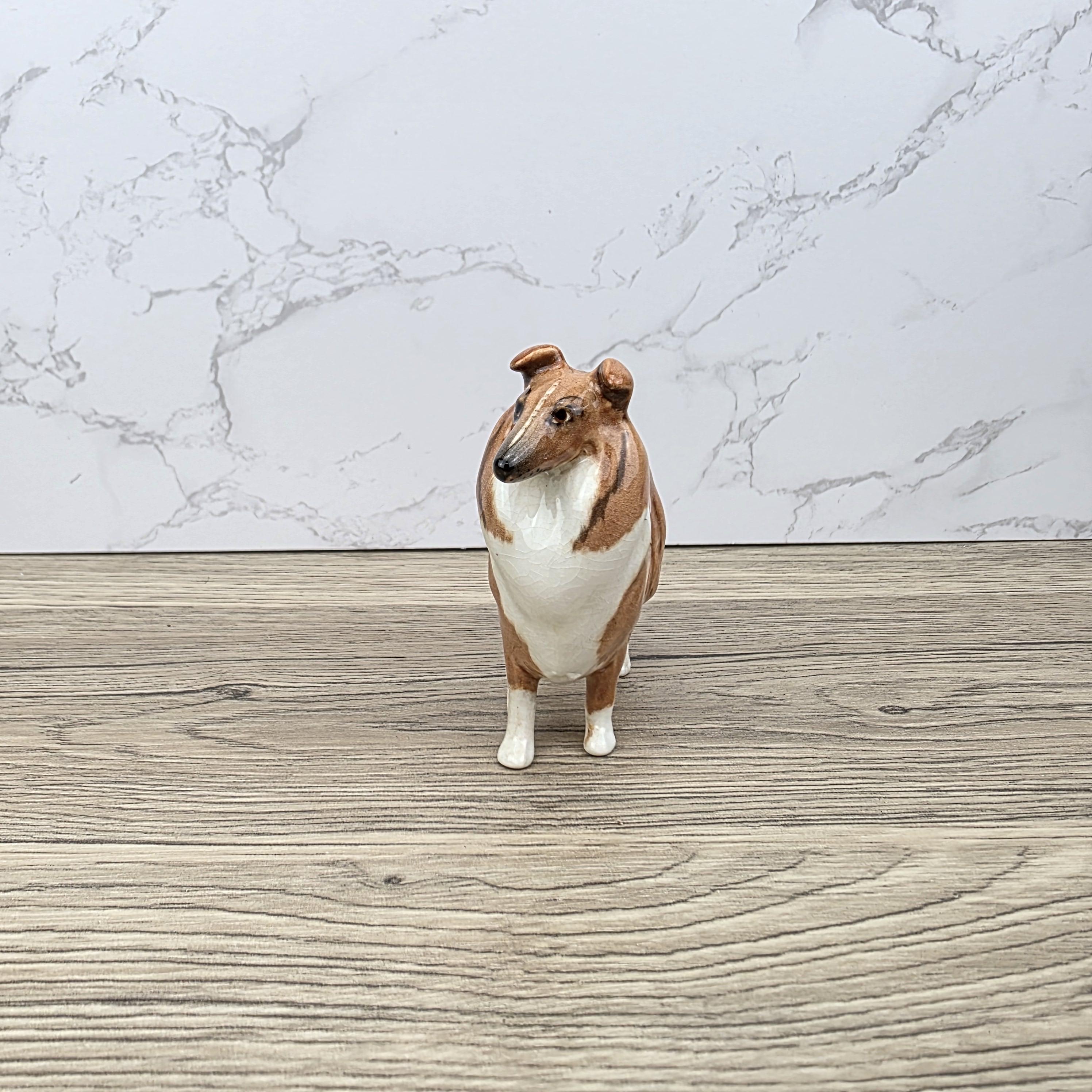 Vintage Collie Dog Figurine by Beswick England | Hand Painted Ceramic | Restored Back Leg