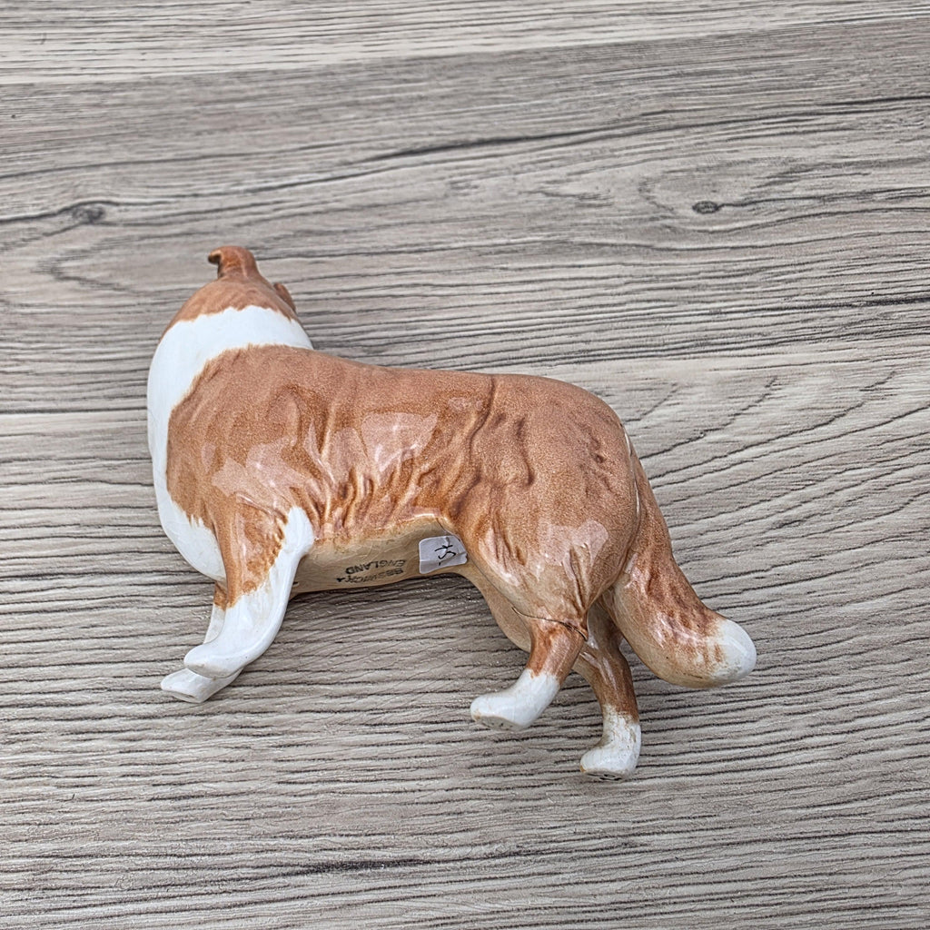 Vintage Collie Dog Figurine by Beswick England | Hand Painted Ceramic | Restored Back Leg