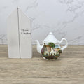 Vintage Cottage Scene Ceramic Teapot with Printed House Artwork | Unbranded Decorative Mini Pottery Teapot