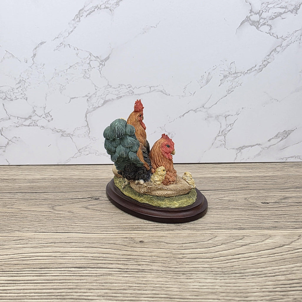 Vintage Country Artists Farm Figurine | Resin Hen, Rooster & Chicks
