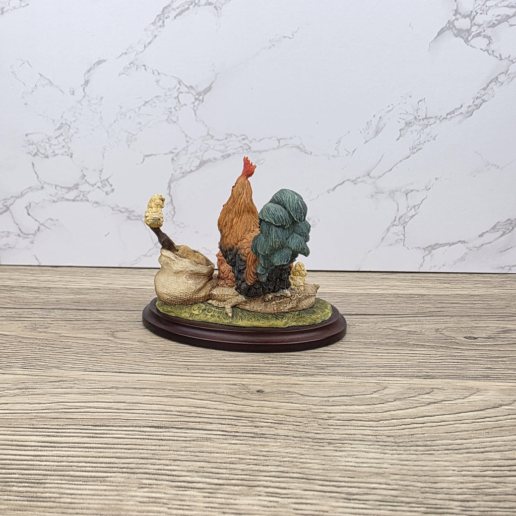 Vintage Country Artists Farm Figurine | Resin Hen, Rooster & Chicks