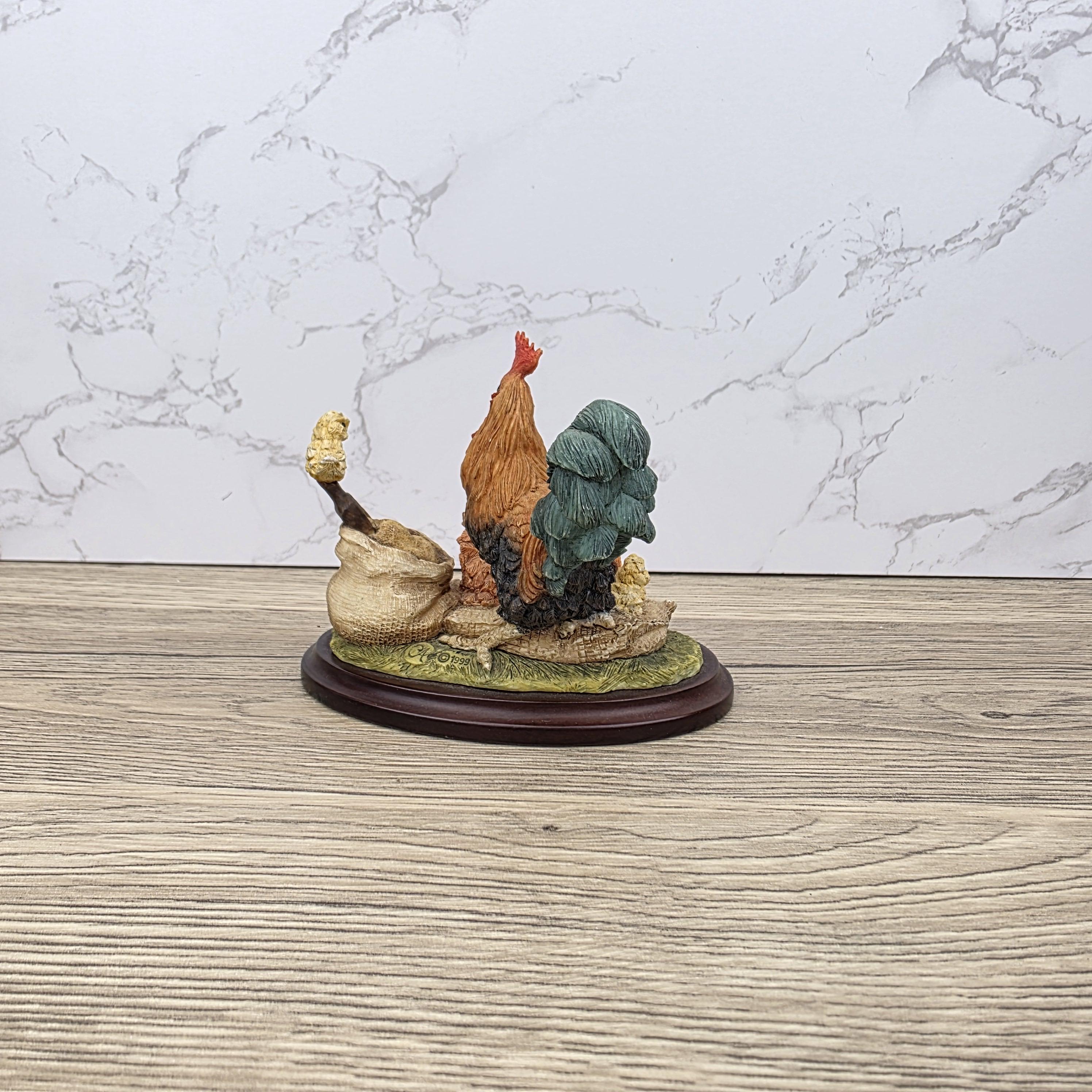 Vintage Country Artists Farm Figurine | Resin Hen, Rooster & Chicks