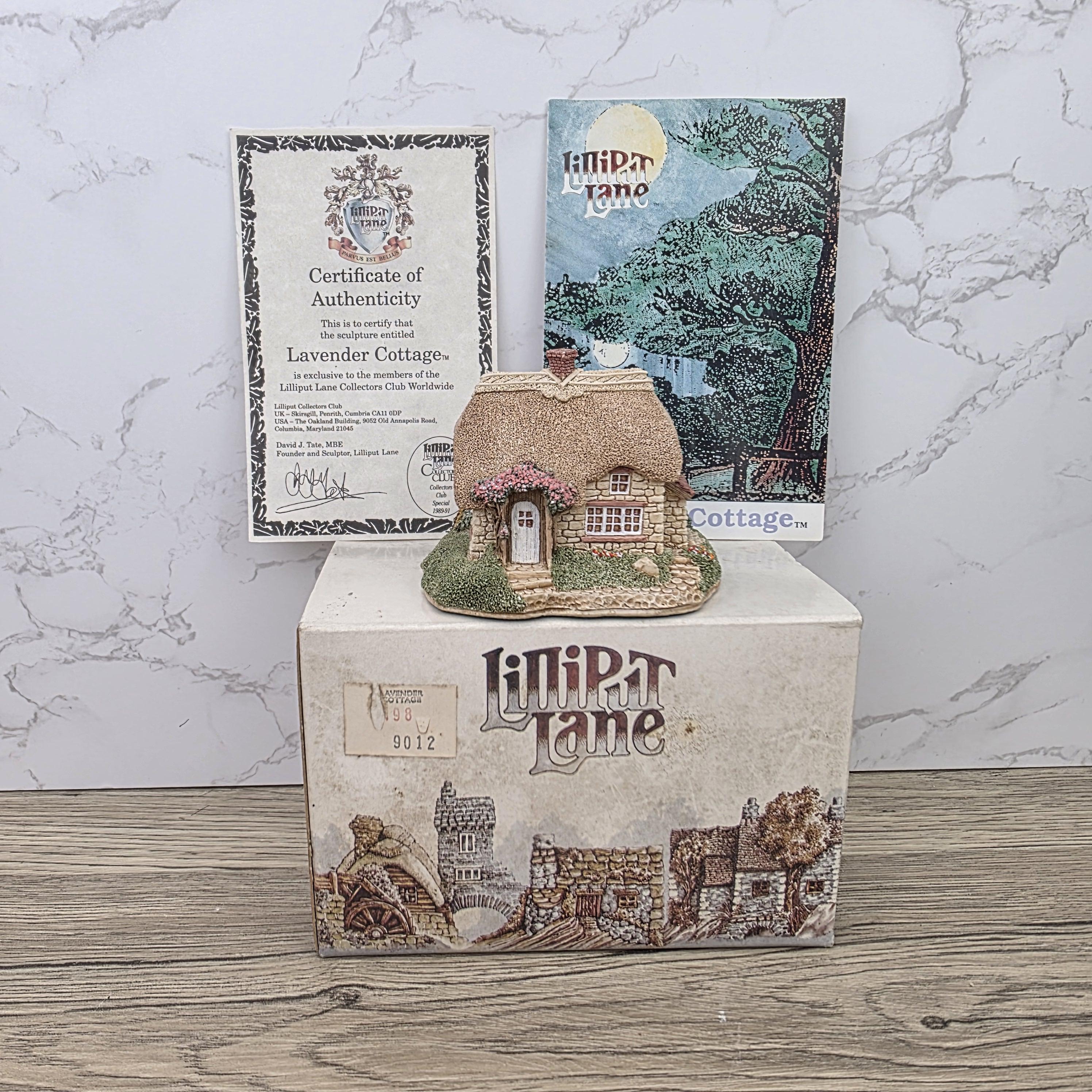 Vintage 1990 Lavender Cottage Lilliput Lane Collectors Club Special Piece In Original Box Decorative