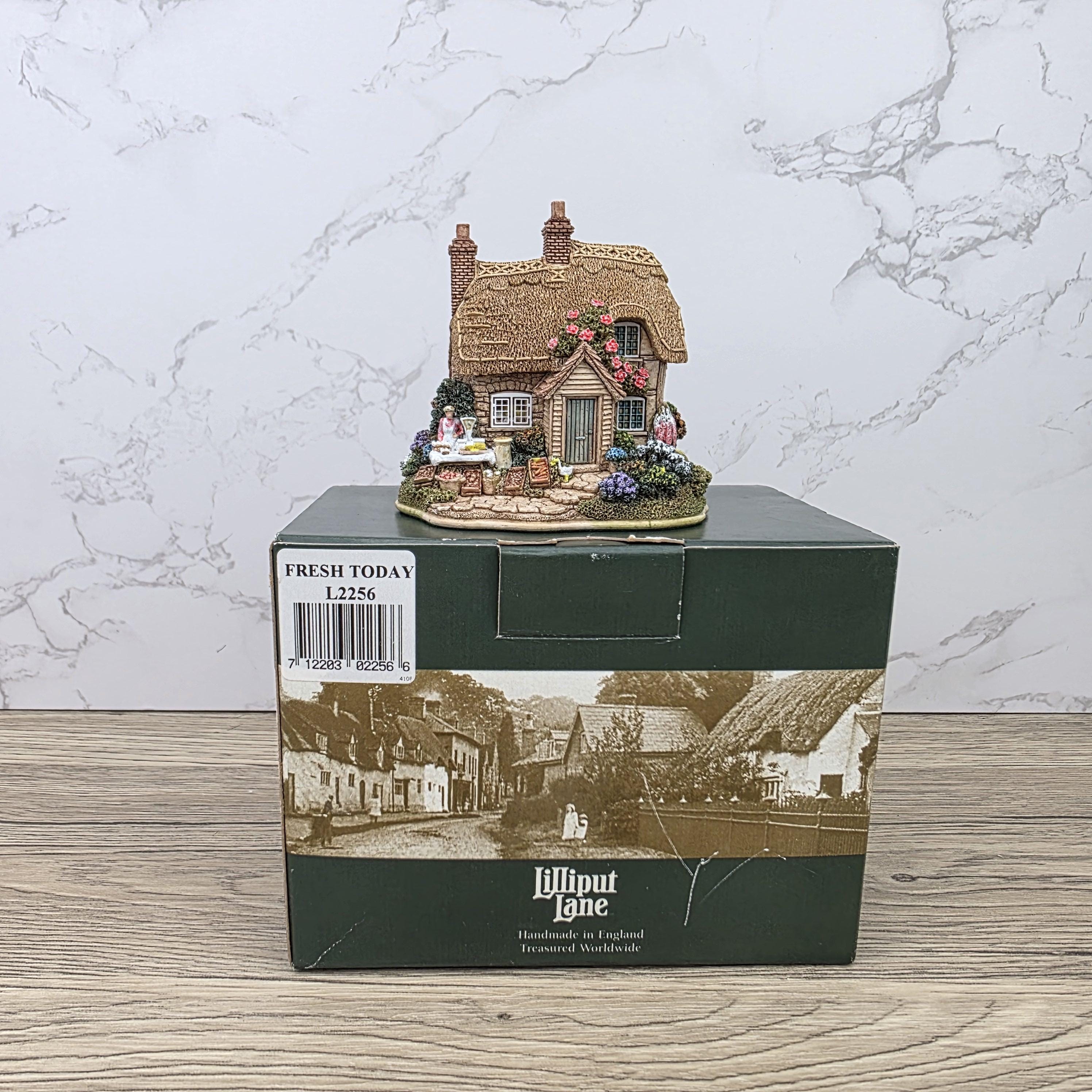 Vintage Lilliput Lane Fresh Today L2256 Cottage Figure with Box | 1999 Membership Piece