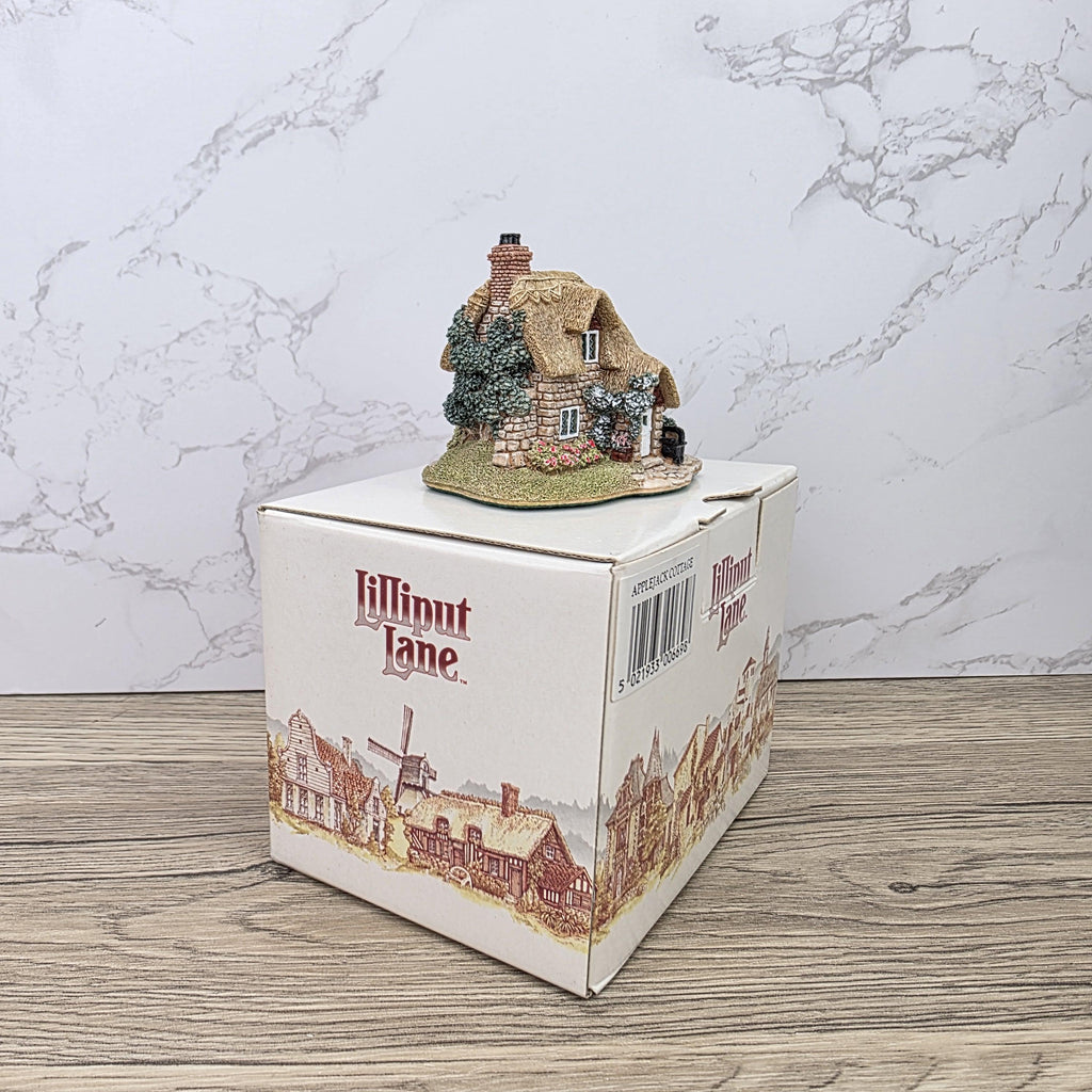 Lilliput Lane Applejack Cottage 1994 Figurine | Handcrafted English Resin Thatched House Miniature