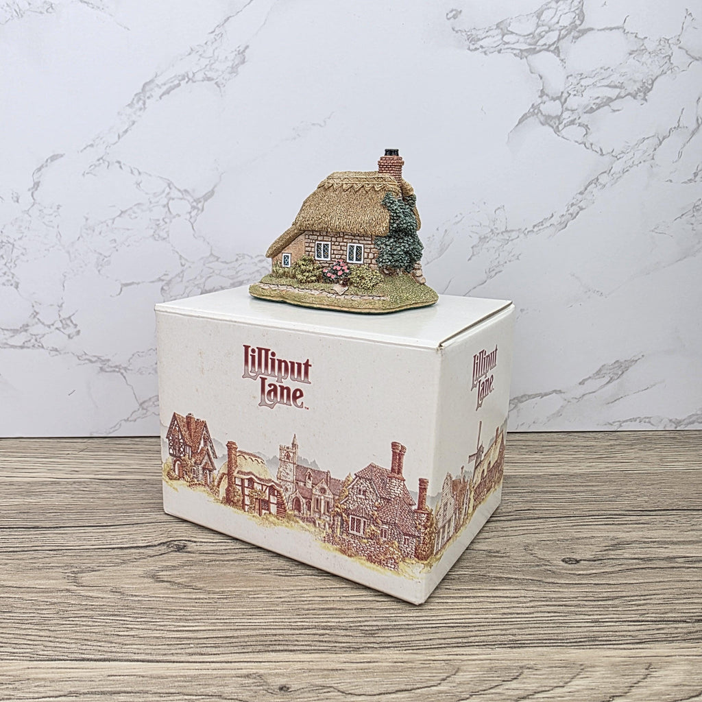 Lilliput Lane Applejack Cottage 1994 Figurine | Handcrafted English Resin Thatched House Miniature