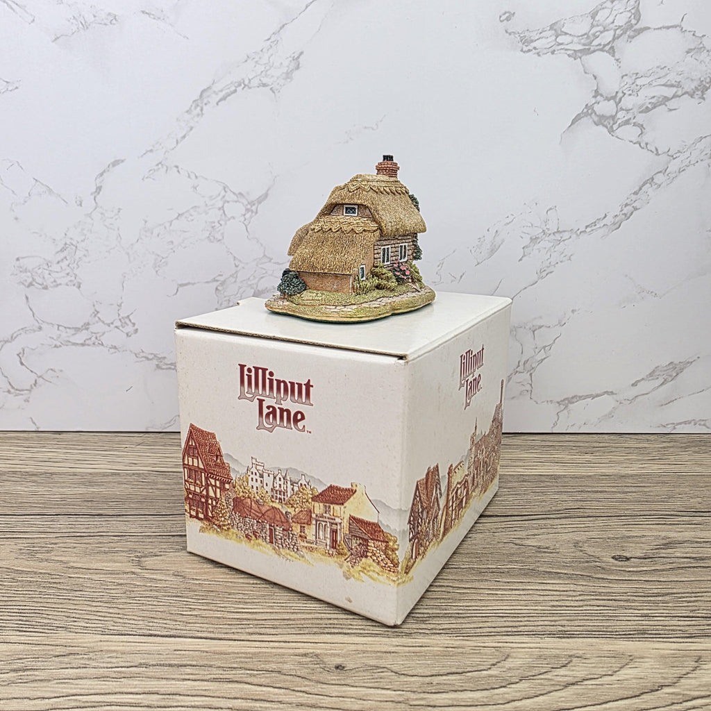 Lilliput Lane Applejack Cottage 1994 Figurine | Handcrafted English Resin Thatched House Miniature