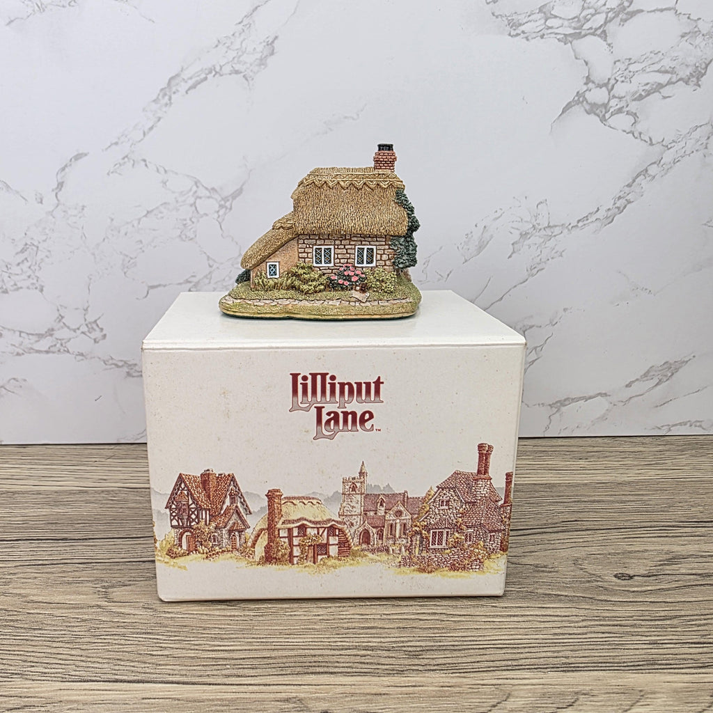 Lilliput Lane Applejack Cottage 1994 Figurine | Handcrafted English Resin Thatched House Miniature
