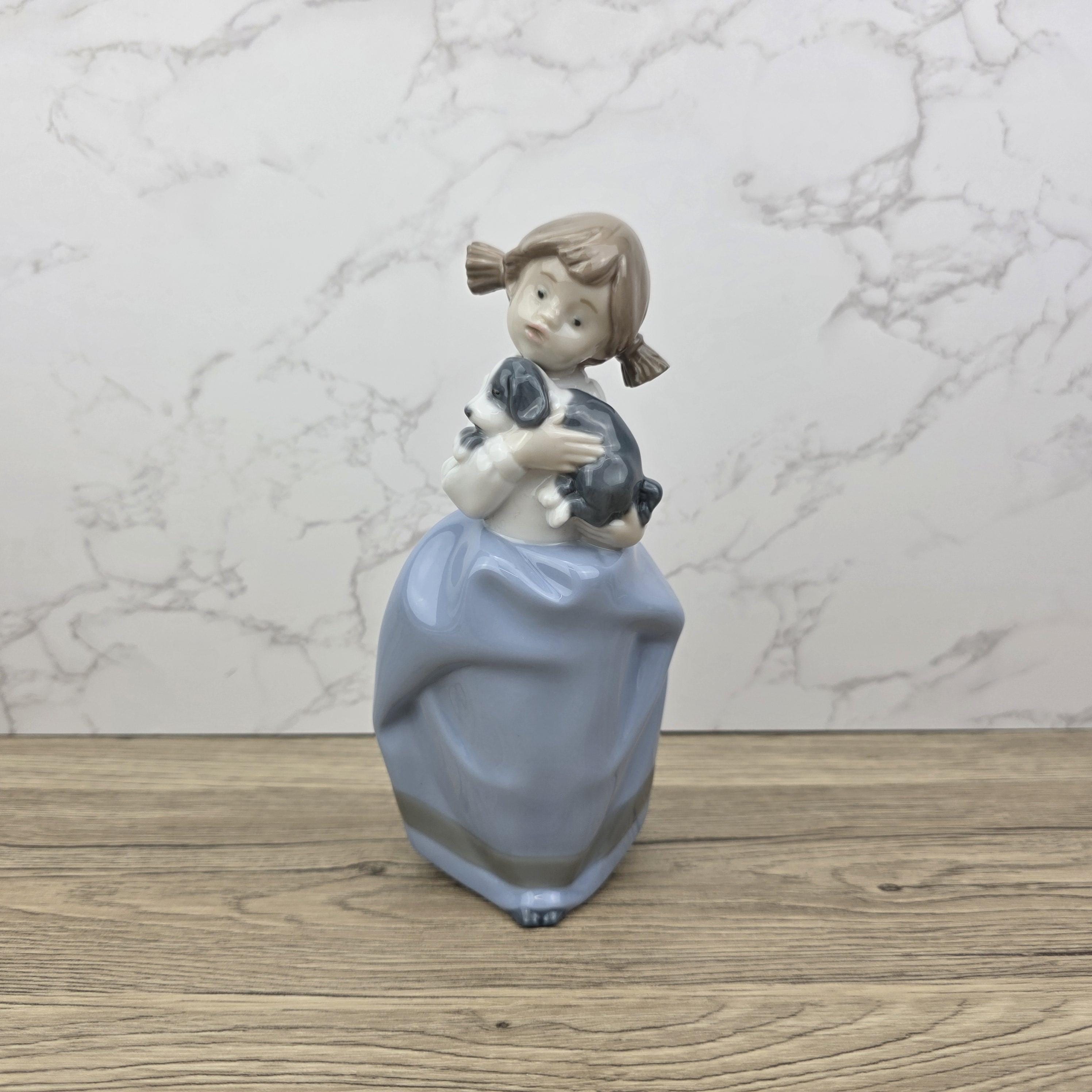 Nao by Lladro Girl with Puppy Figurine, Spanish Porcelain Collectible