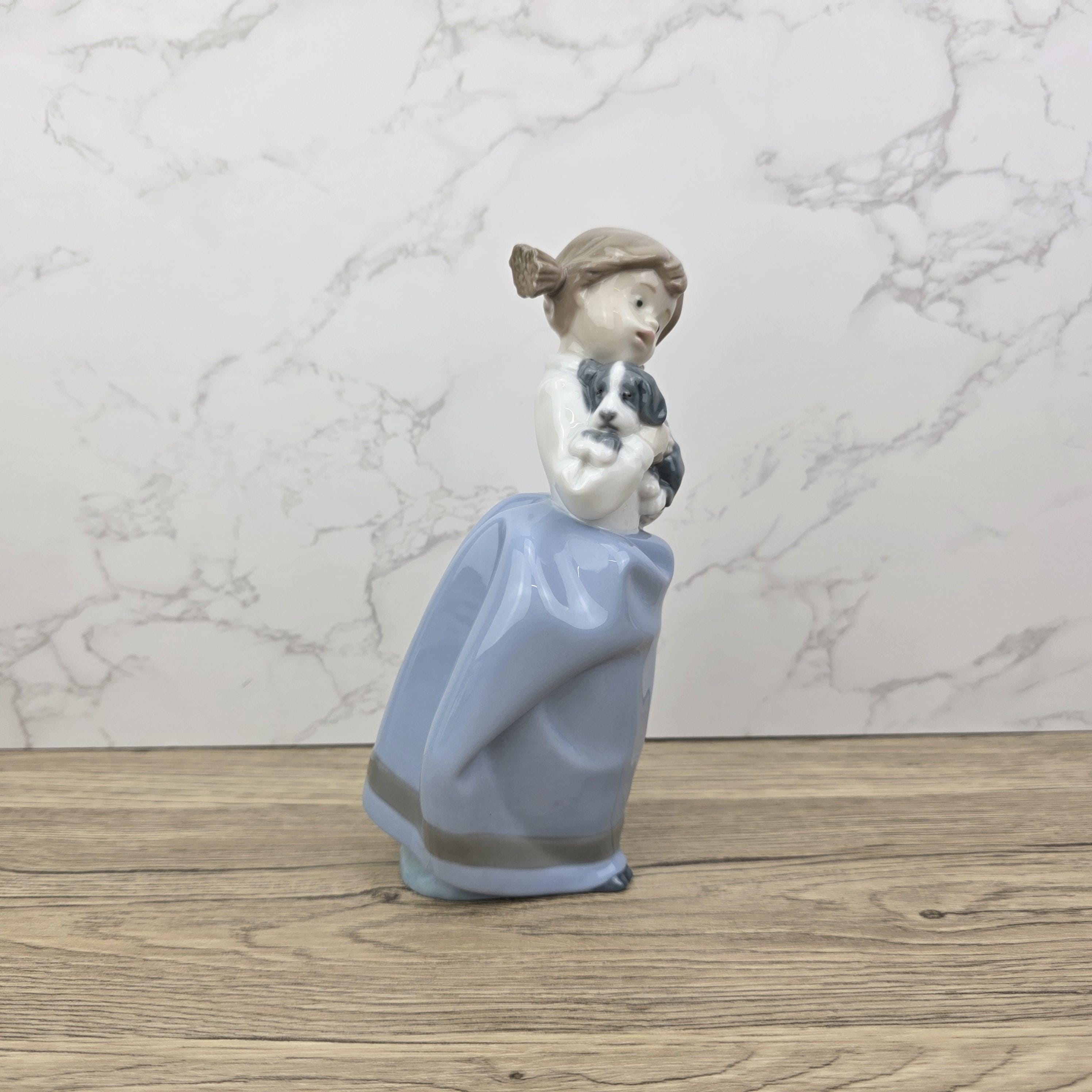Nao by Lladro Girl with Puppy Figurine, Spanish Porcelain Collectible