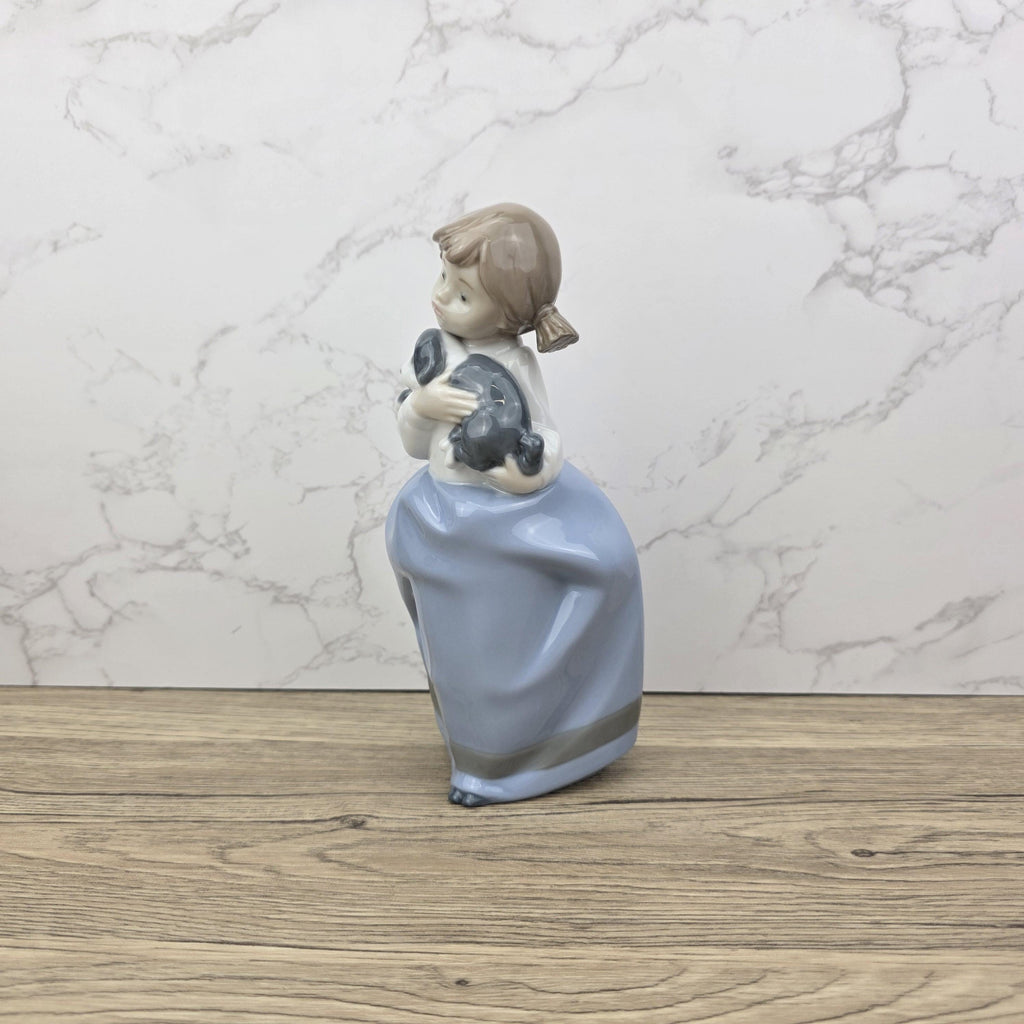 Nao by Lladro Girl with Puppy Figurine, Spanish Porcelain Collectible