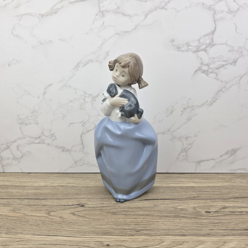 Nao by Lladro Girl with Puppy Figurine, Spanish Porcelain Collectible