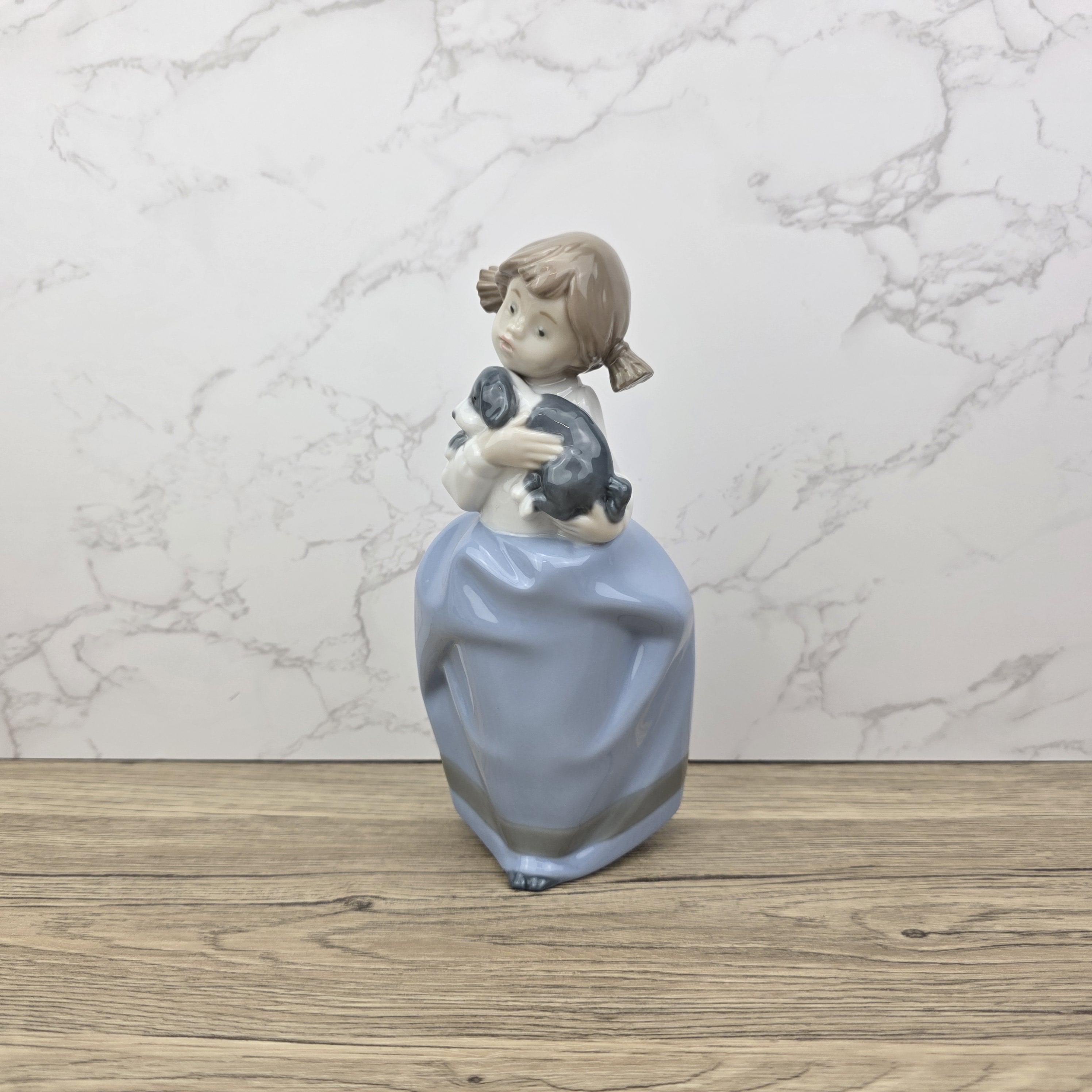 Nao by Lladro Girl with Puppy Figurine, Spanish Porcelain Collectible