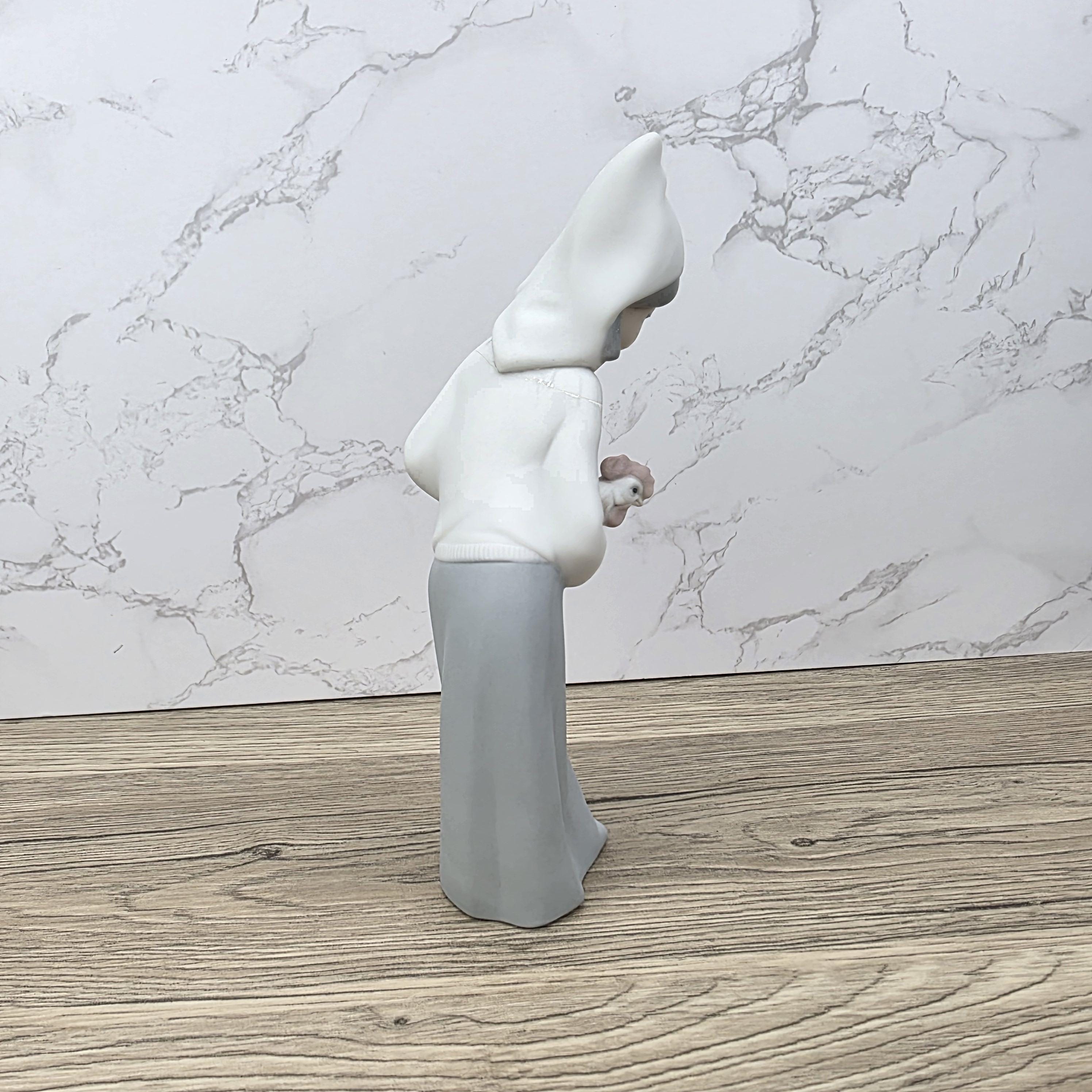 Vintage Girl Holding Chicken Figurine by Lladro | 1980s Spain Porcelain | Model 1330 | Restored Neck