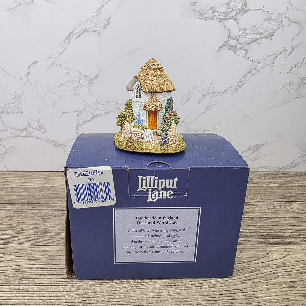 Vintage Lilliput Lane Thimble Cottage 1995 Collectors Cottage Figurine With Box and Deeds