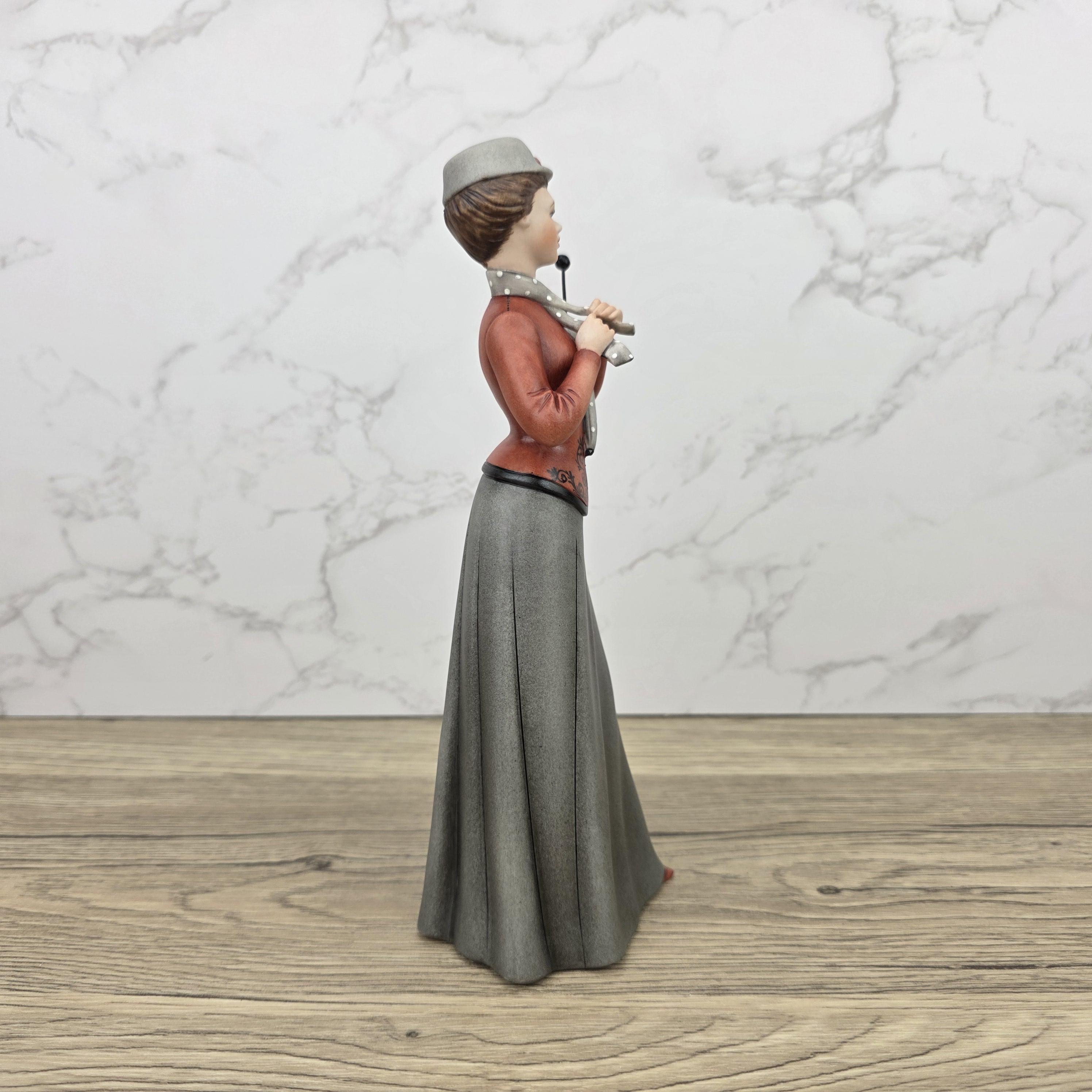 Capodimonte Italian Fine Porcelain Lady Figurine with Parasol Vintage Style Sculpture Made in Italy