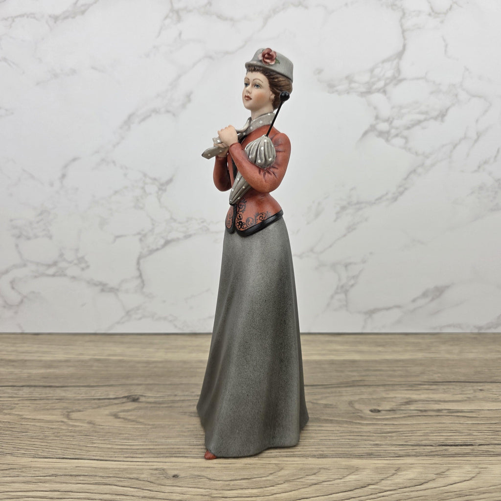 Capodimonte Italian Fine Porcelain Lady Figurine with Parasol Vintage Style Sculpture Made in Italy